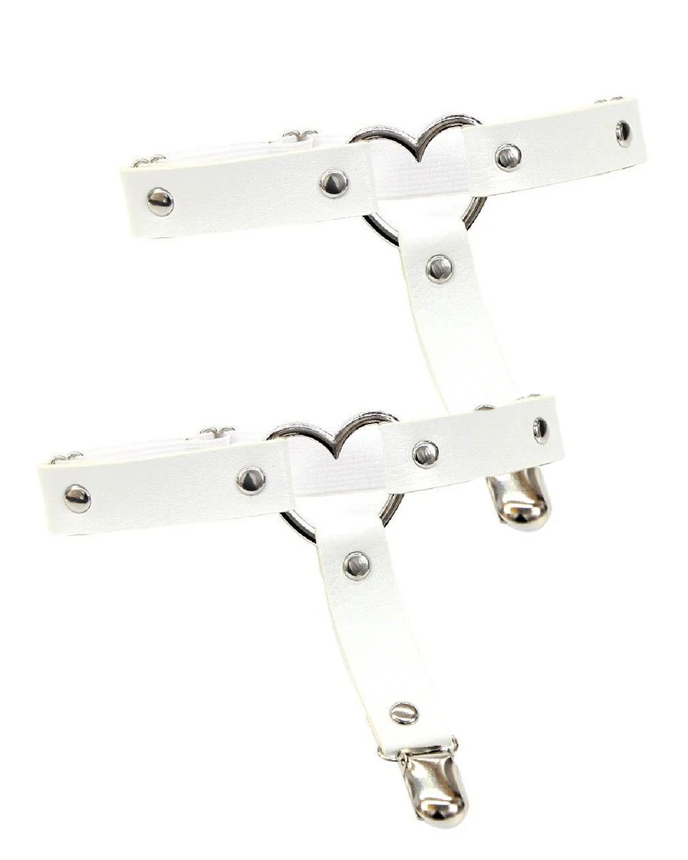 2pc Heart Ring Faux Leather Leg Garters - Image 8