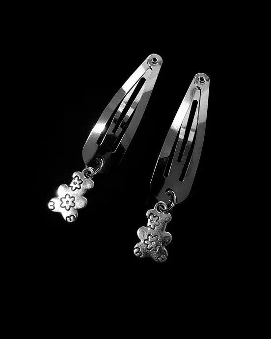 2pc Silver Bear Hair Clips - Image 2