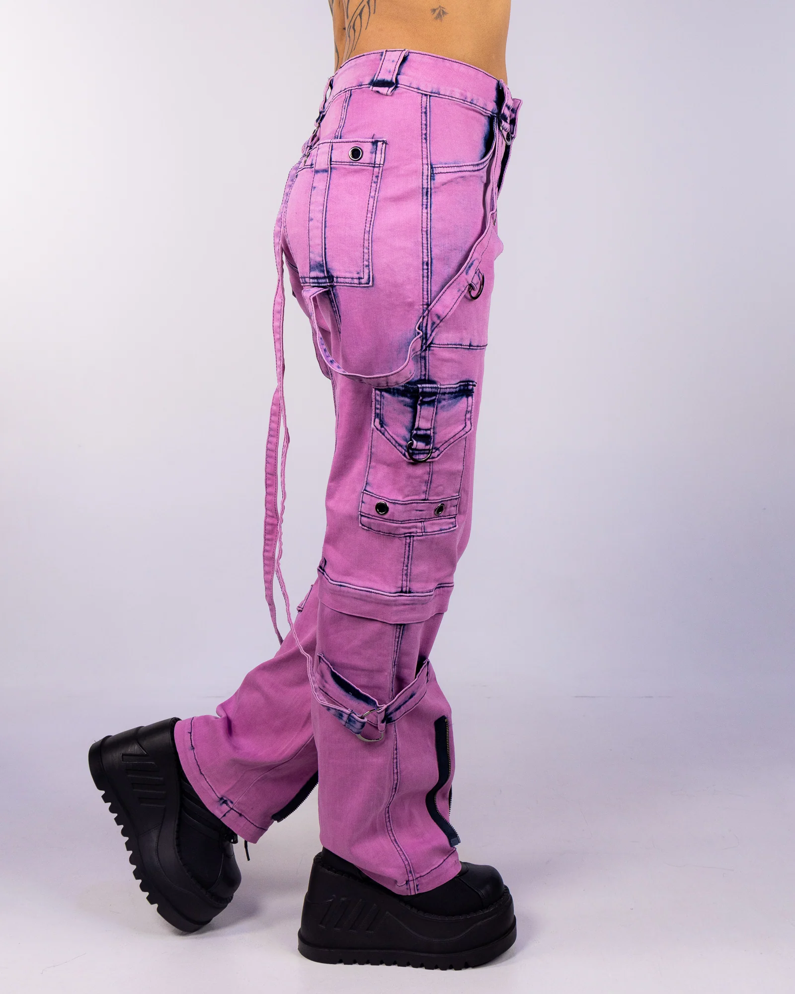 Activated Women's Pink Denim Cargo Jeans - Image 4