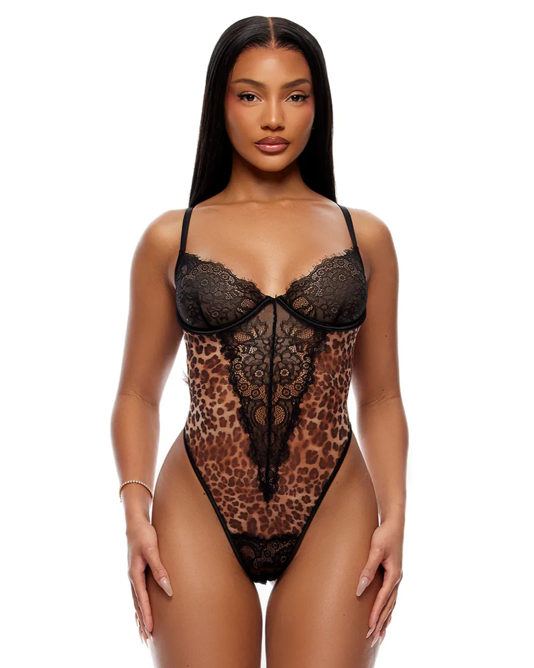 Animal Instincts Women's Leopard Mesh Bodysuit - Image 7