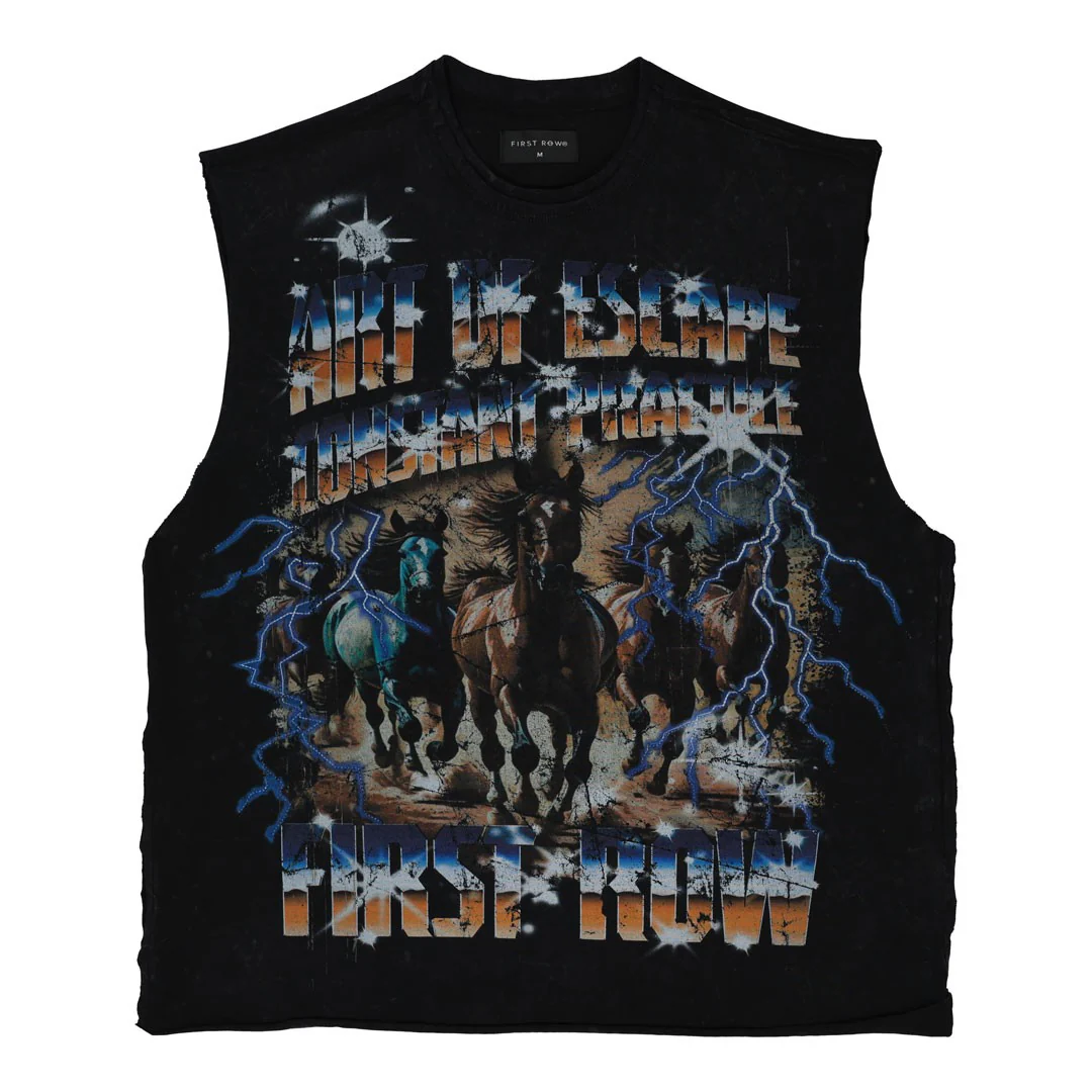 Art Of Escape Horse Men's Blue Washed Tank Top - Image 7