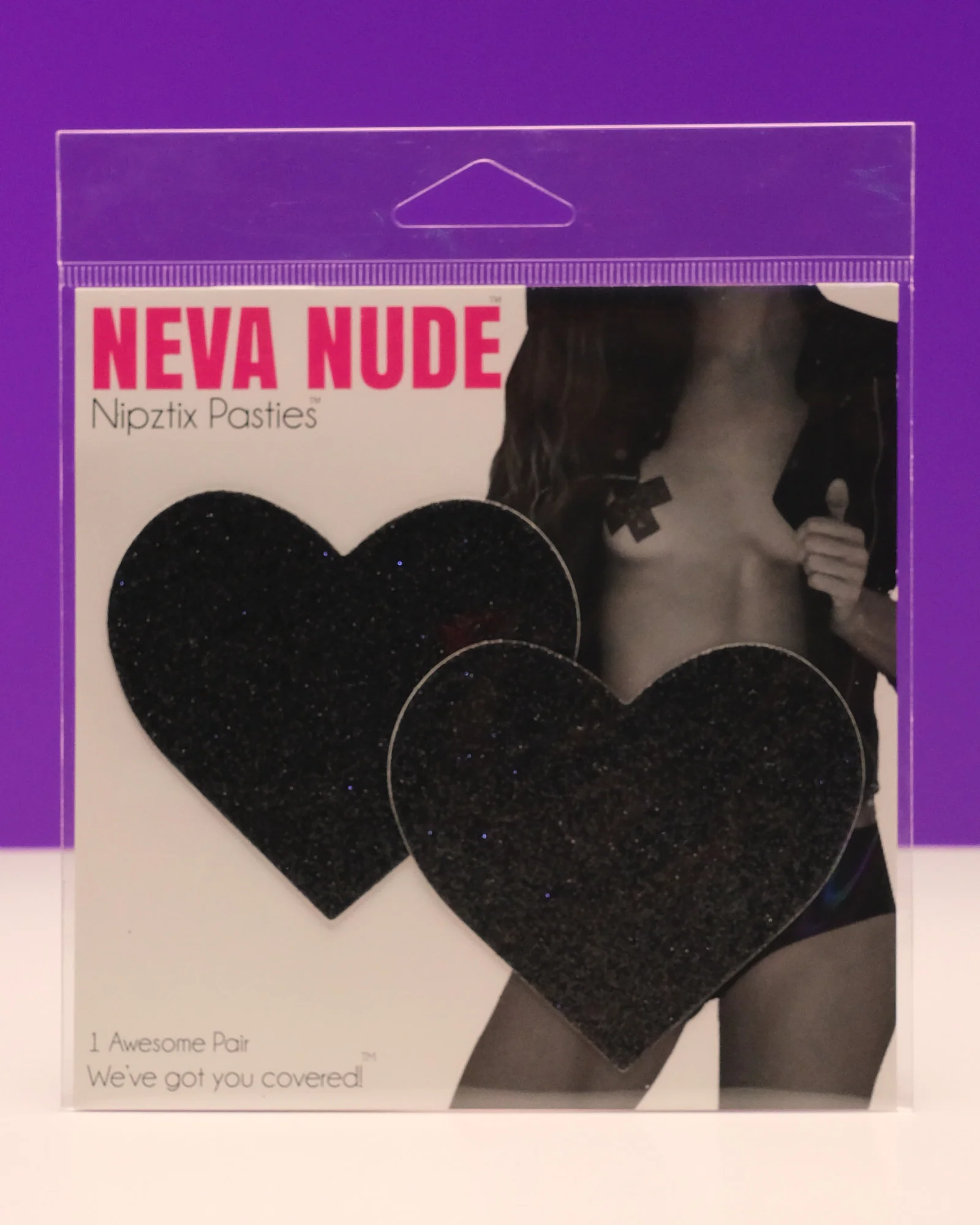 Black Malice Glitter Heart Pasties