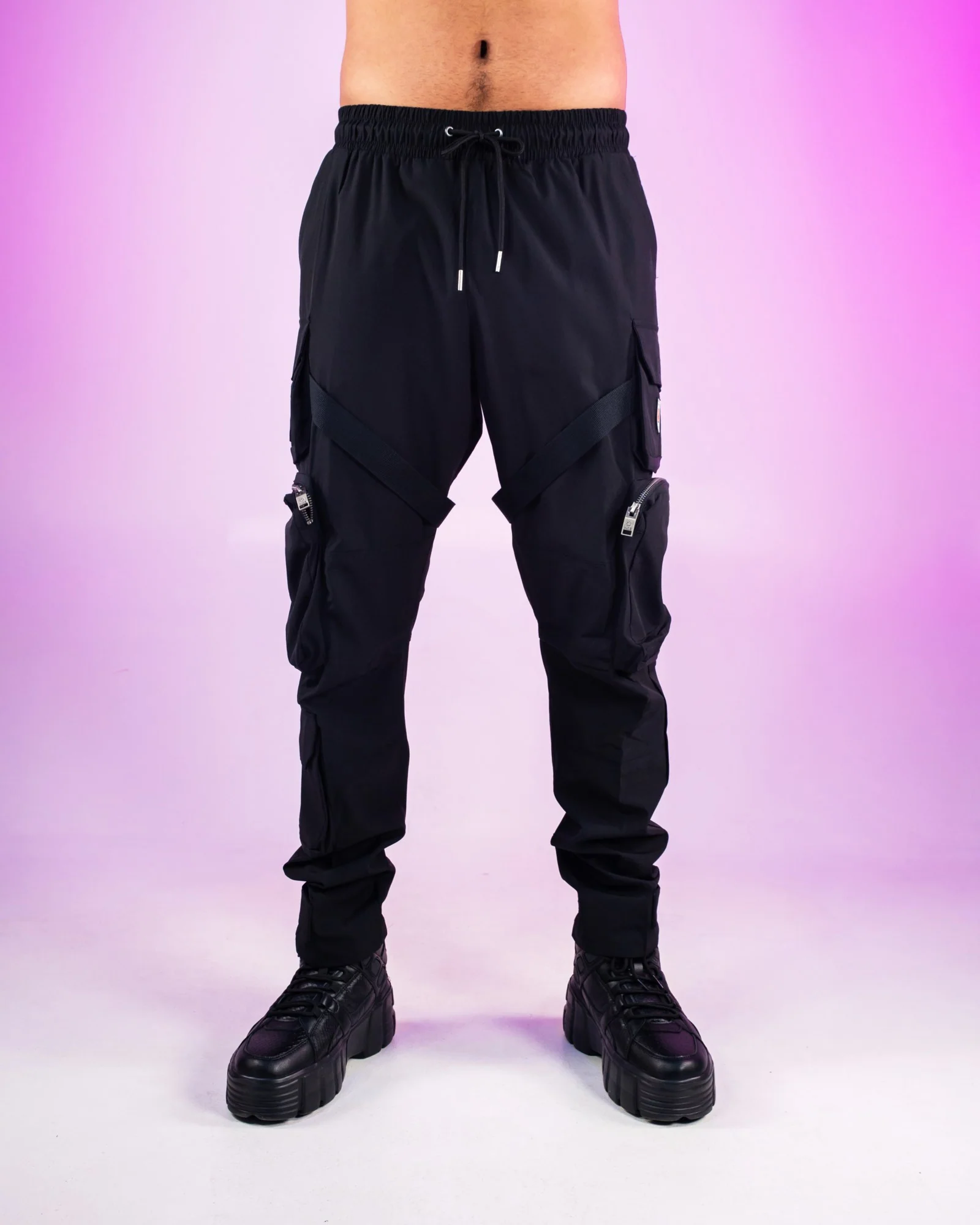 Black Nylon Unisex Utility Pants