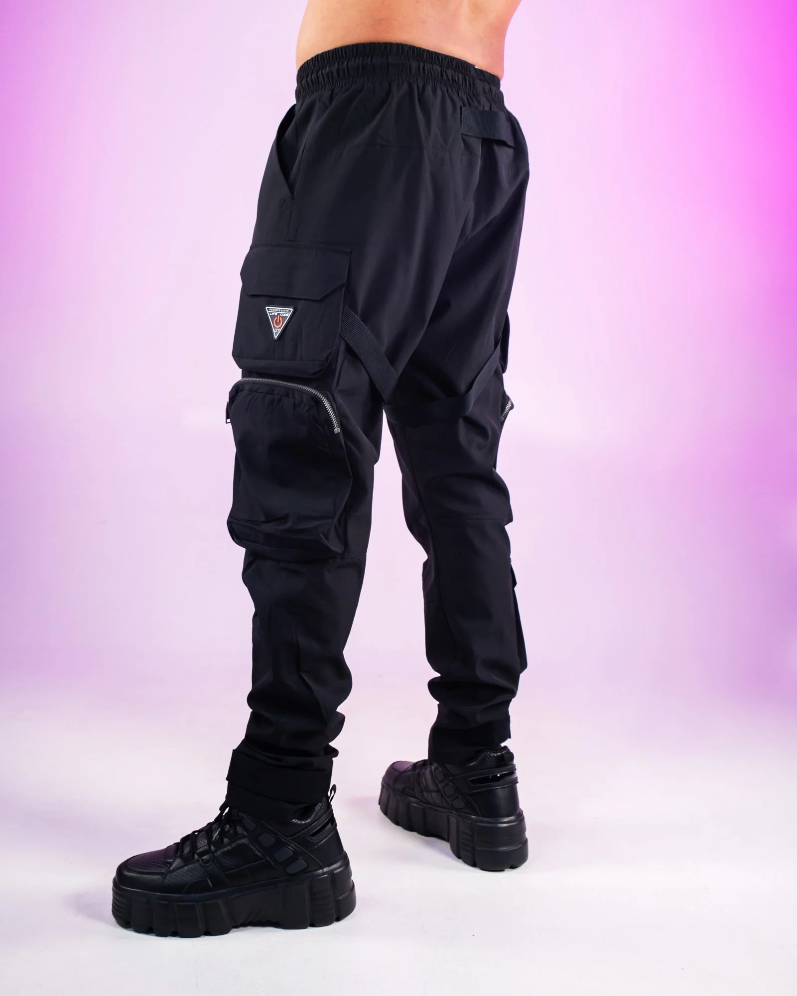 Black Nylon Unisex Utility Pants - Image 2