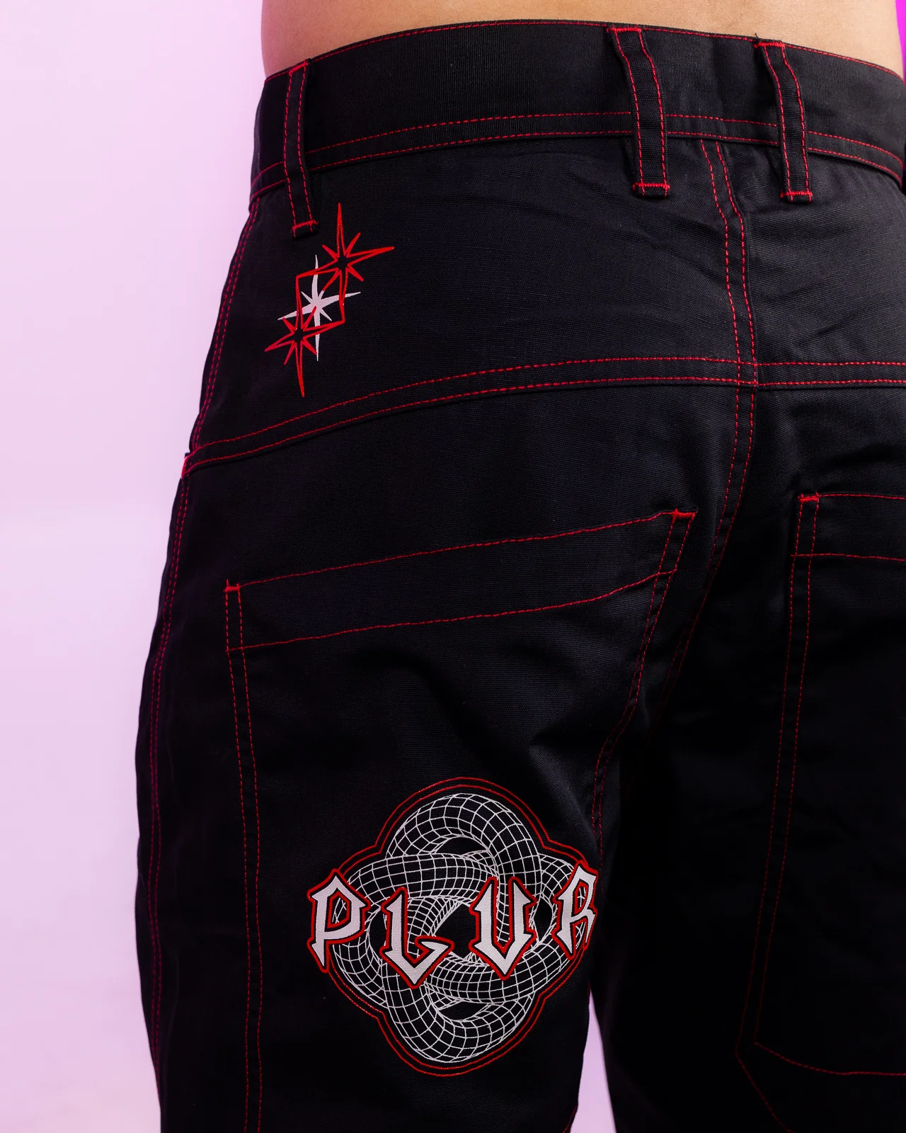 Black & Red PLUR Parachute Pants - Image 8