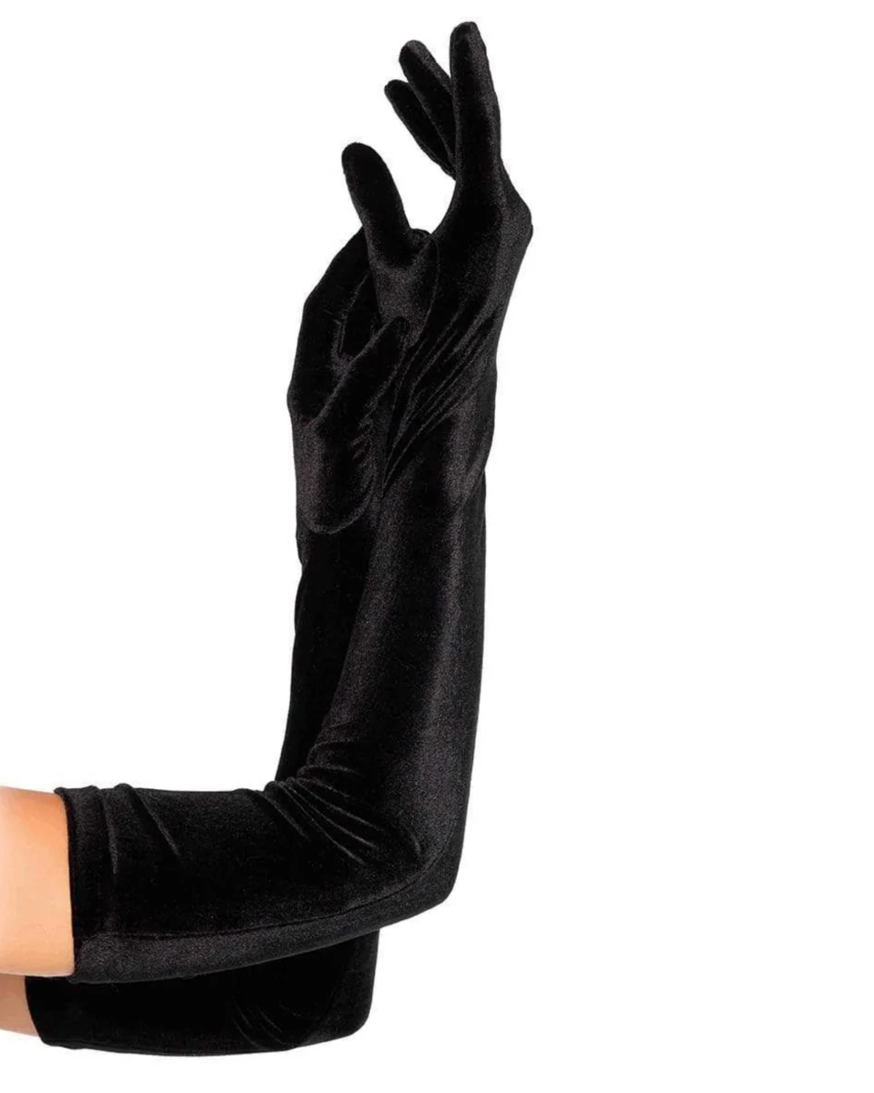 Black Velvet Opera Long Gloves
