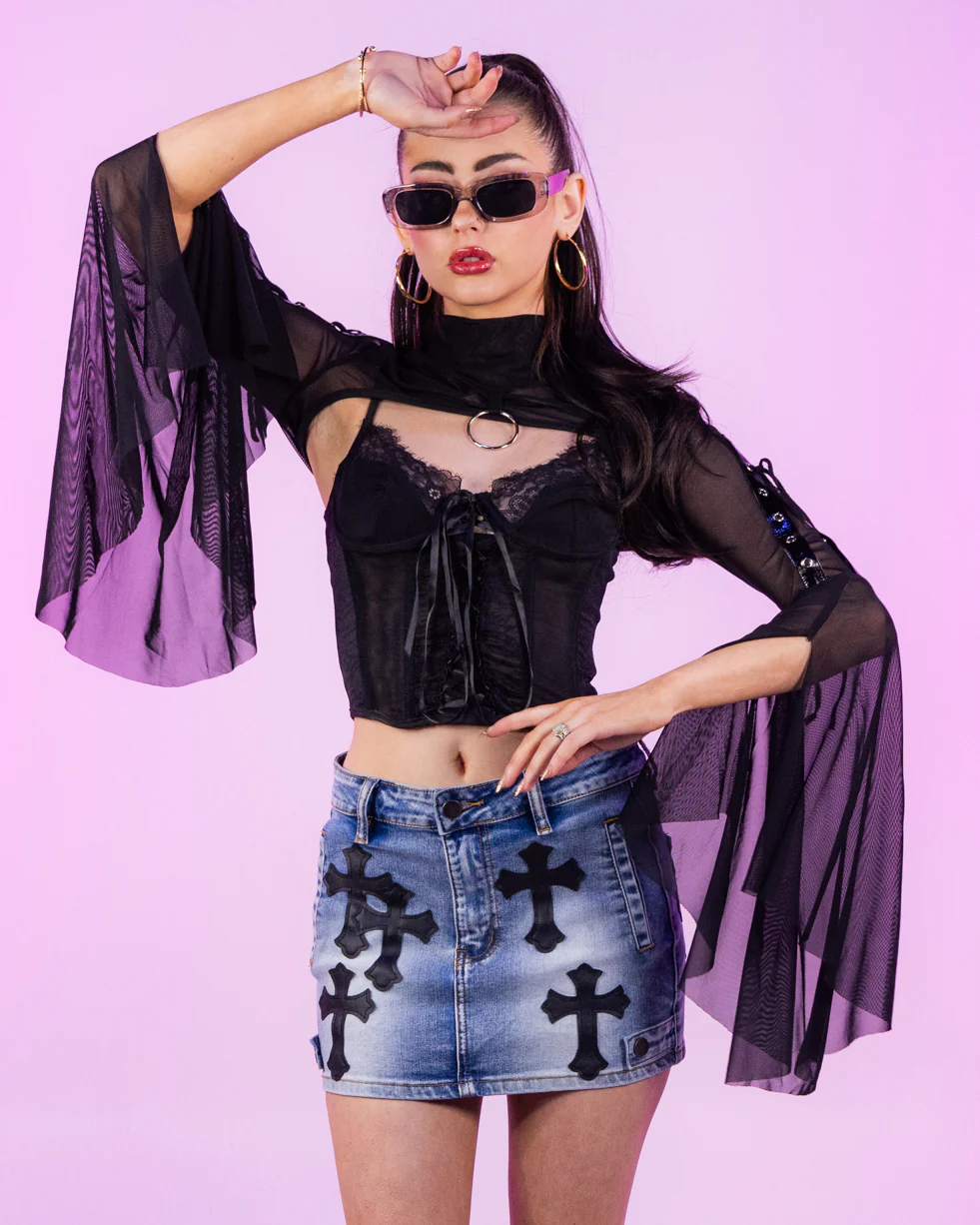 Dark Moonlight Women's Black Mesh Shrug - Image 9