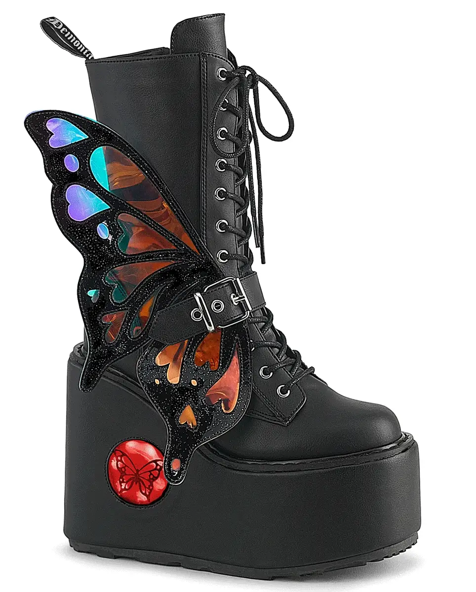 Demonia LED Blaze Women's Black Butterfly Boots - Image 2