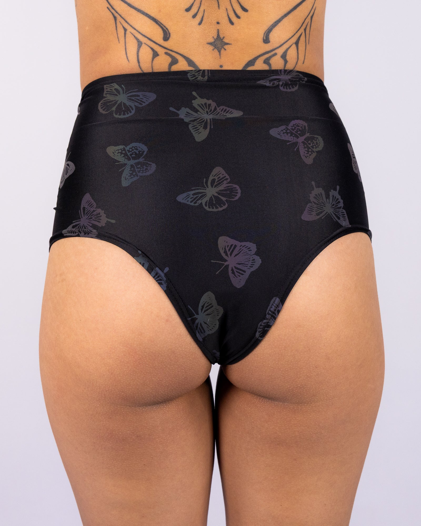 Flash Reflective Butterfly Women's Lace-Up Booty Shorts - Image 4