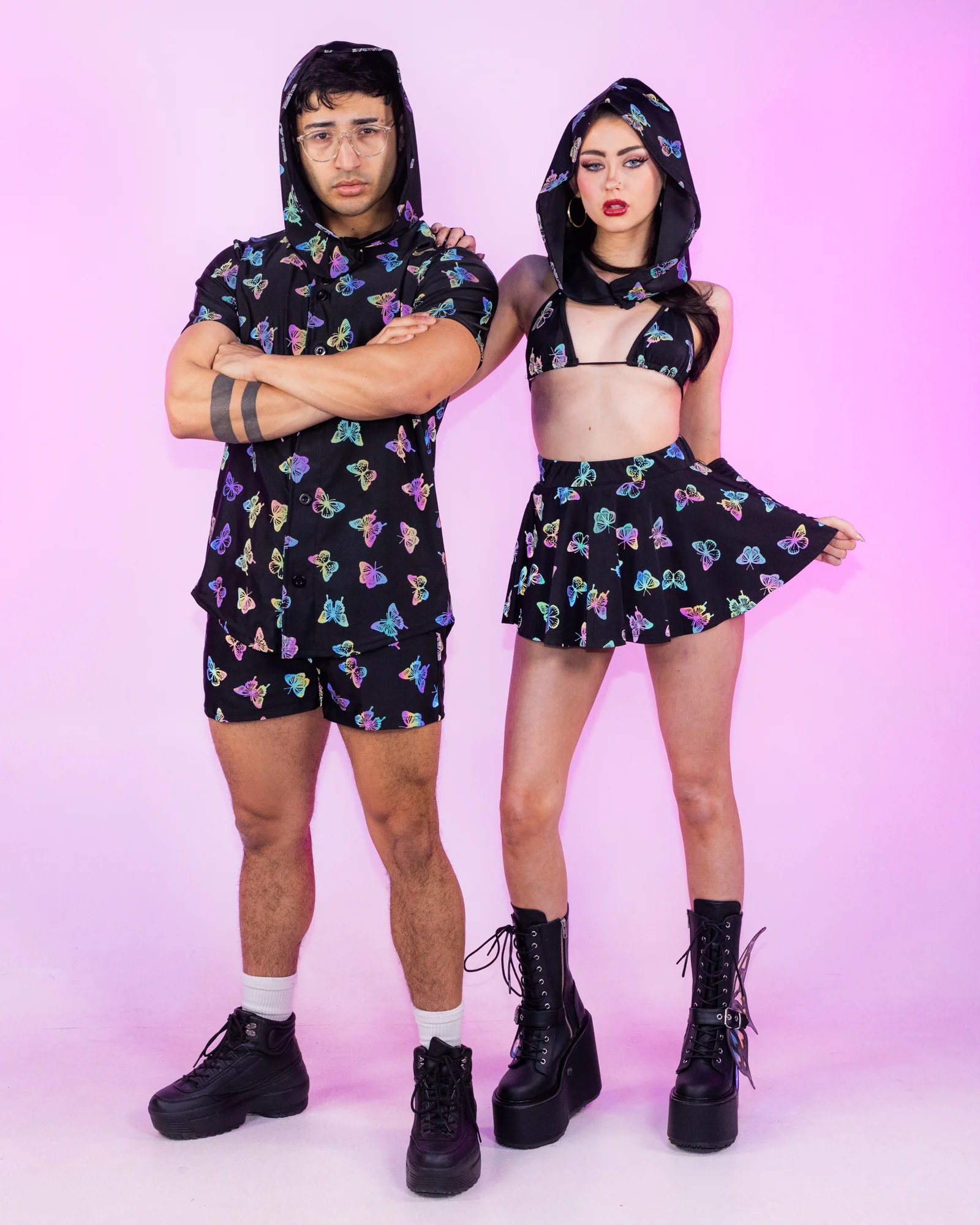 Flash Reflective Butterfly Drawstring Shorts - Image 3