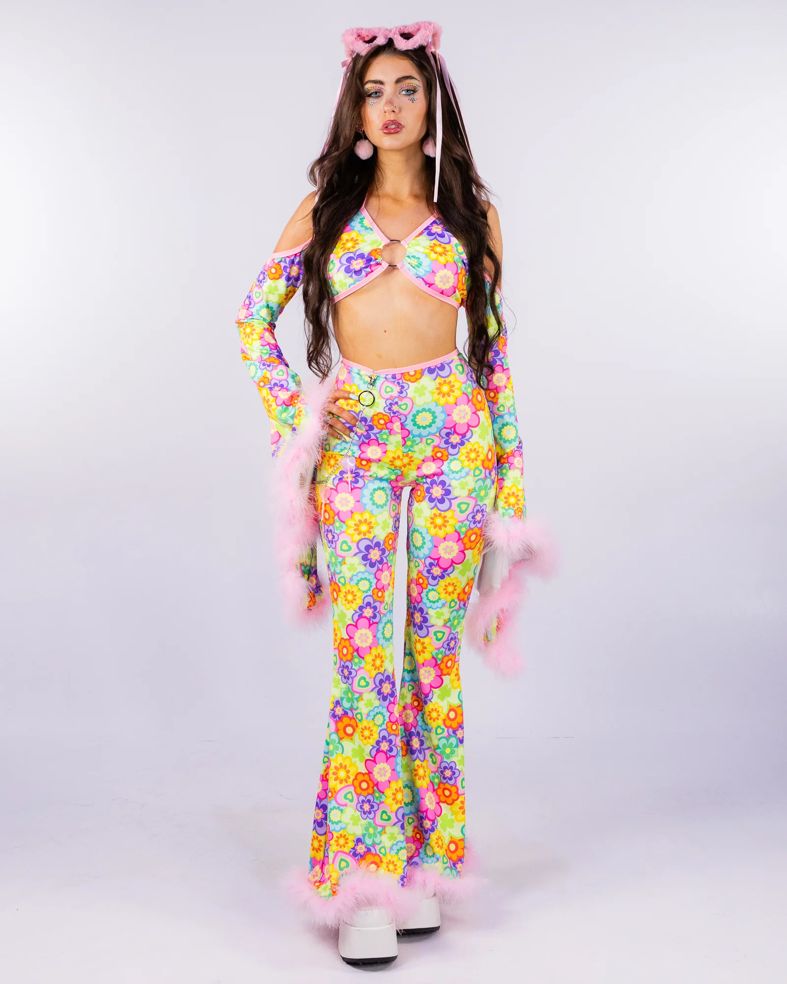 Flower Power Women's Bell Sleeve Halter Top - Image 2