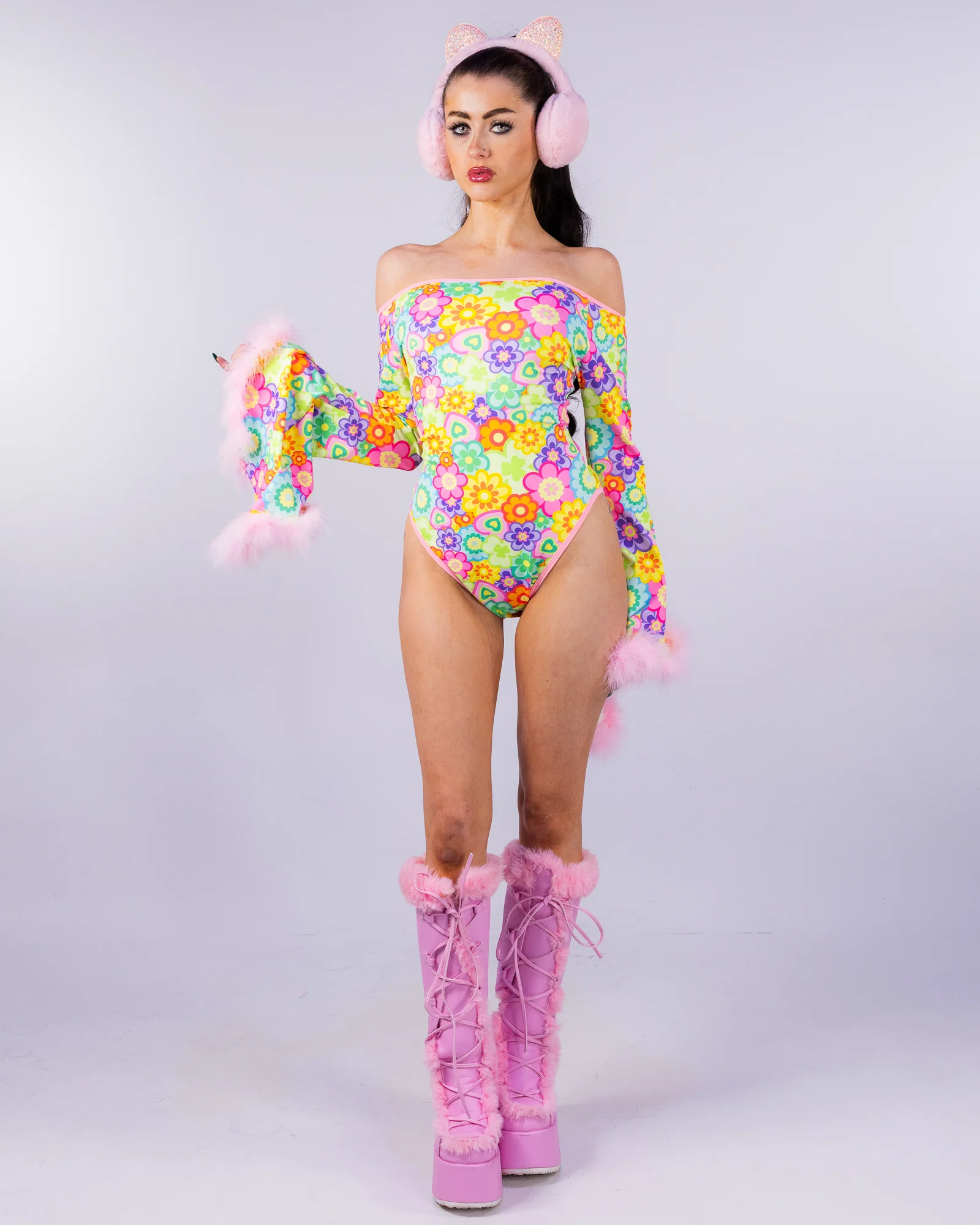Flower Power Women's Off-Shoulder Bell Sleeve Bodysuit - Image 5