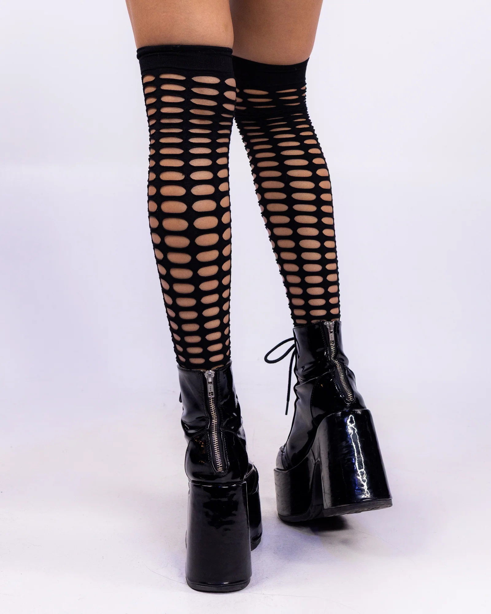 High Frequency Women's Black Cutout Thigh Highs - Image 3