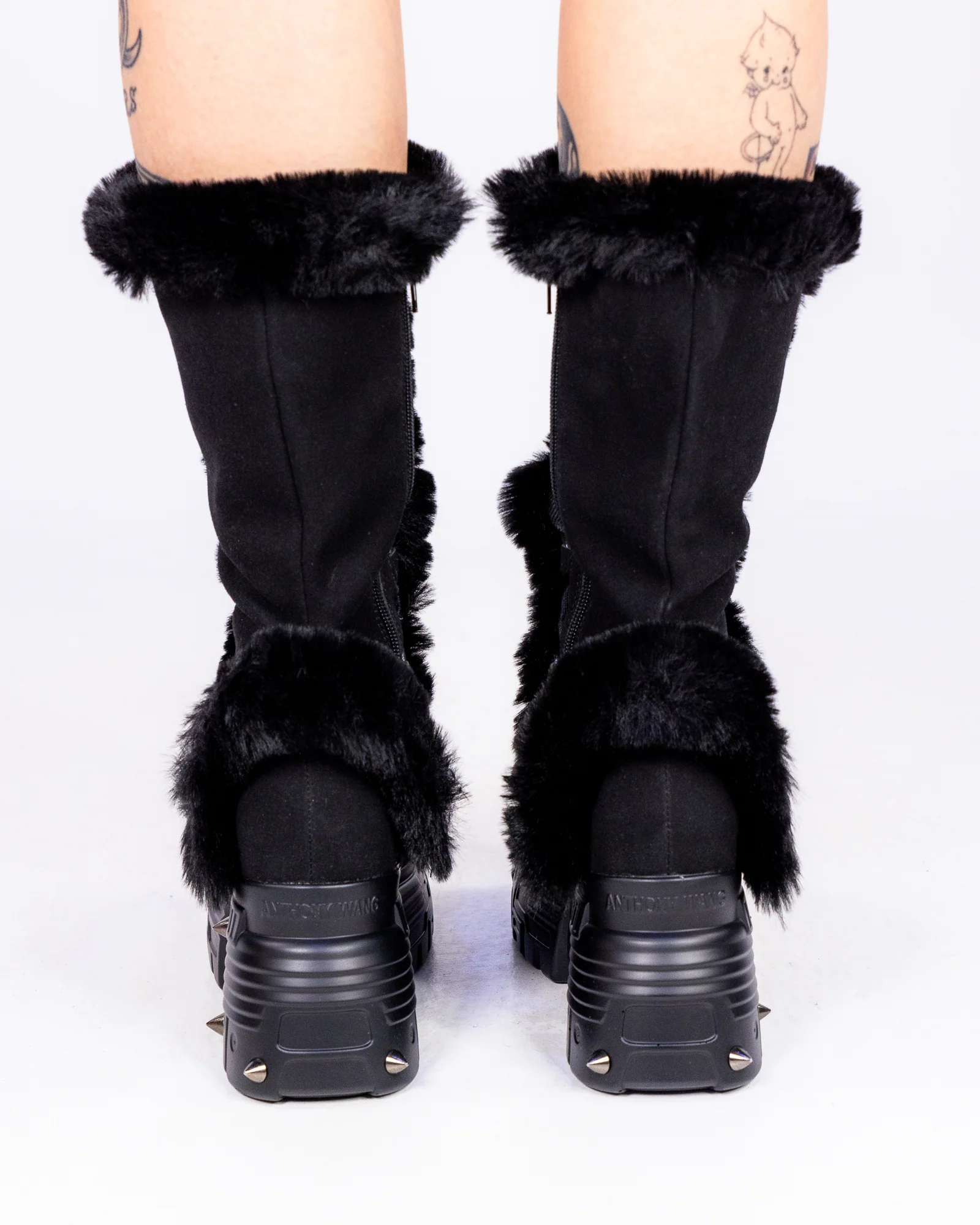 Hybrid Gelato Black Faux Fur Women's Wedge Boots - Image 3