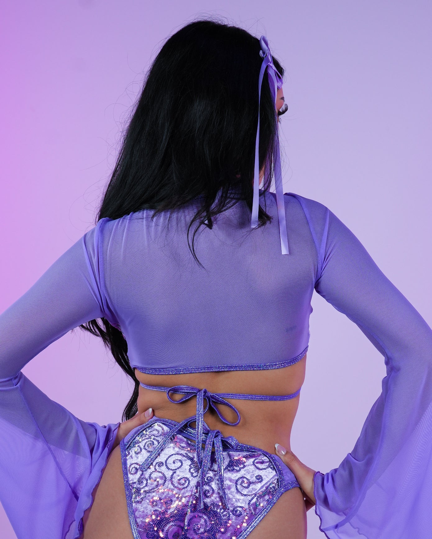 Lavender Cosmic Sequin Wrap Top - Image 3