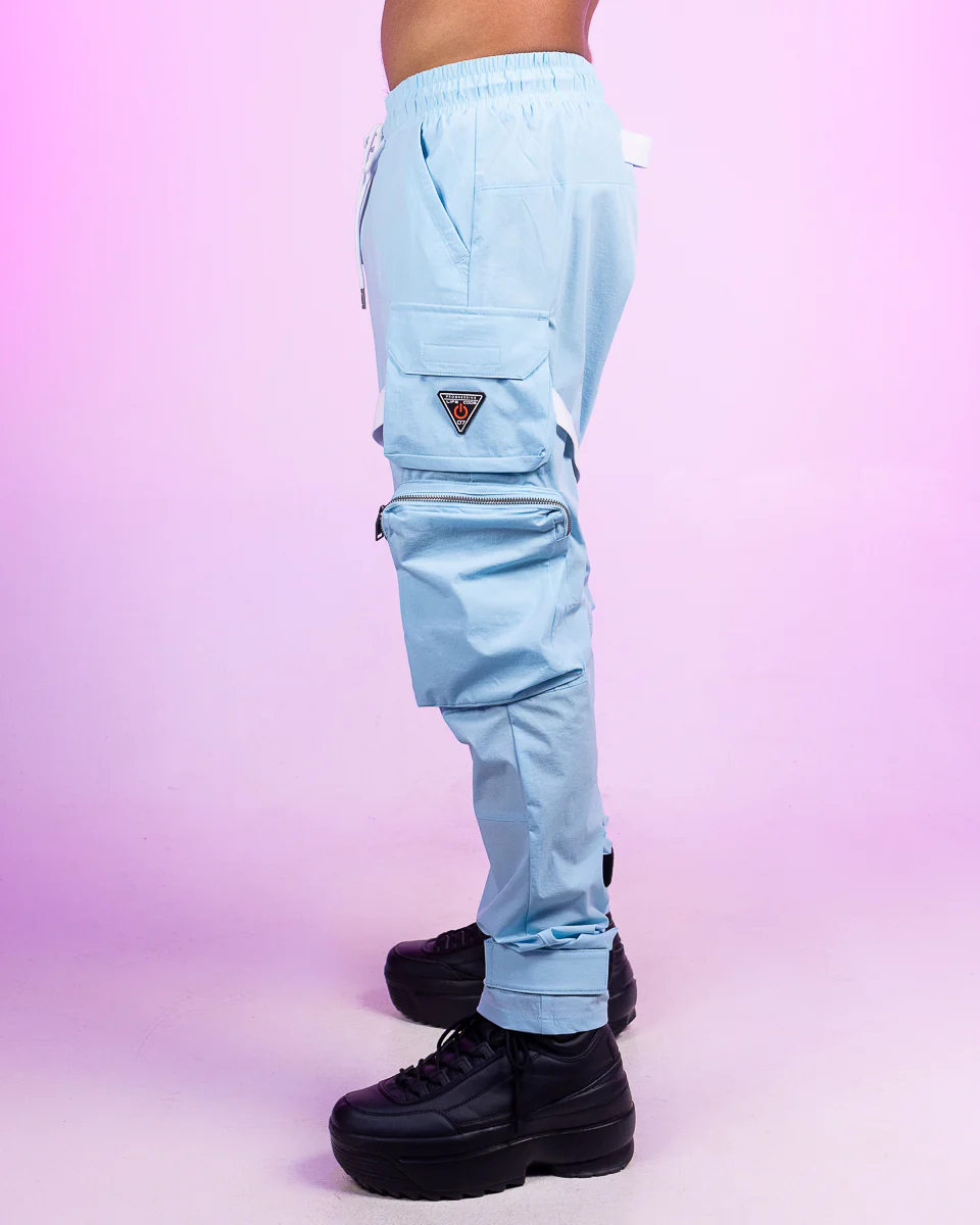 Light Blue Unisex Strap Cargo Pants - Image 2
