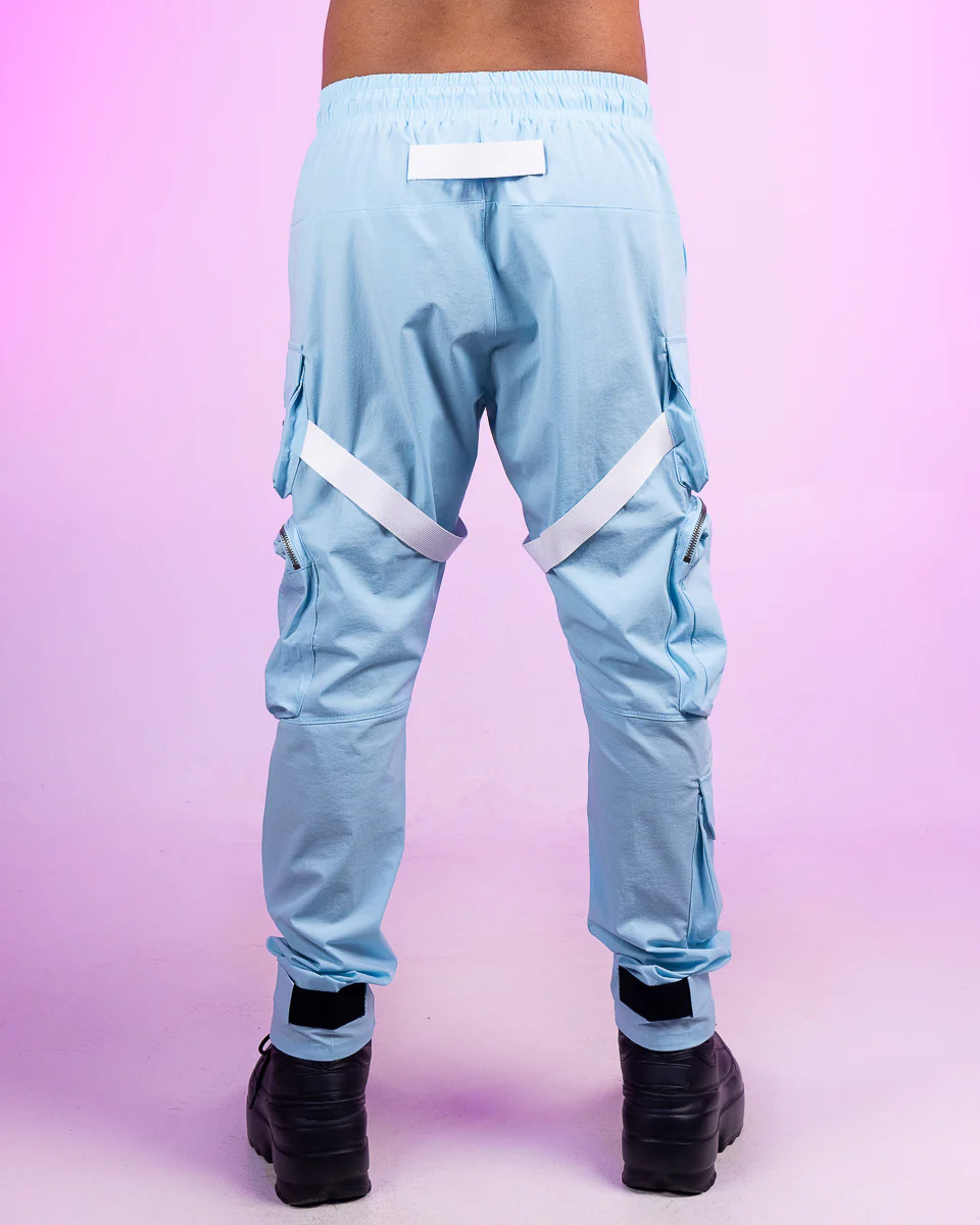 Light Blue Unisex Strap Cargo Pants - Image 3