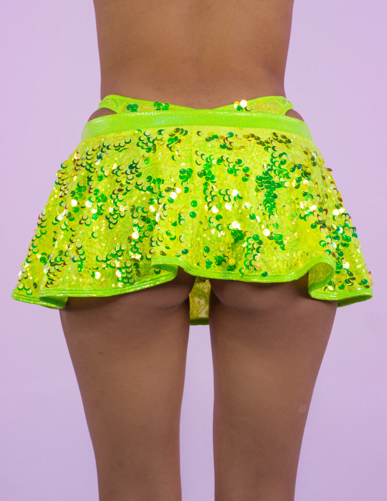Neon Sequin Disco Flare Skirt - Image 6