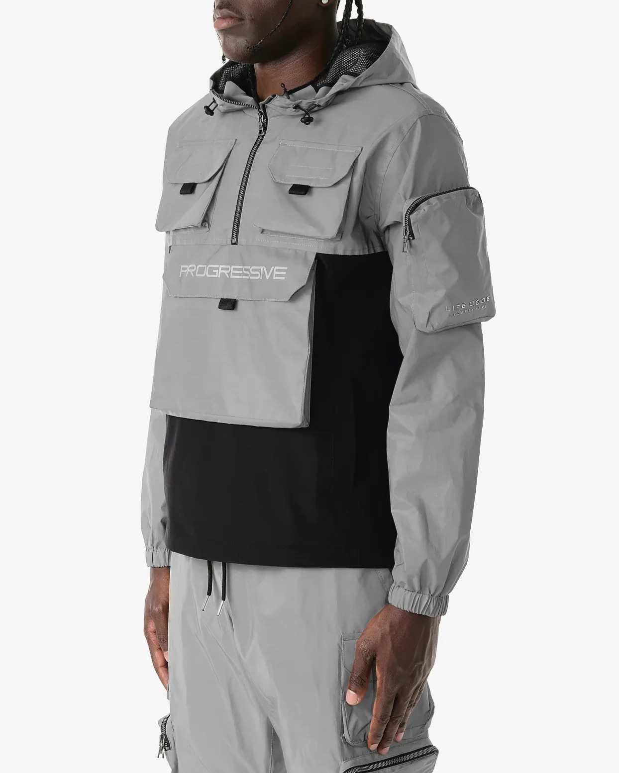 Night Light Men's Silver Reflective Pullover Windbreaker - Image 9