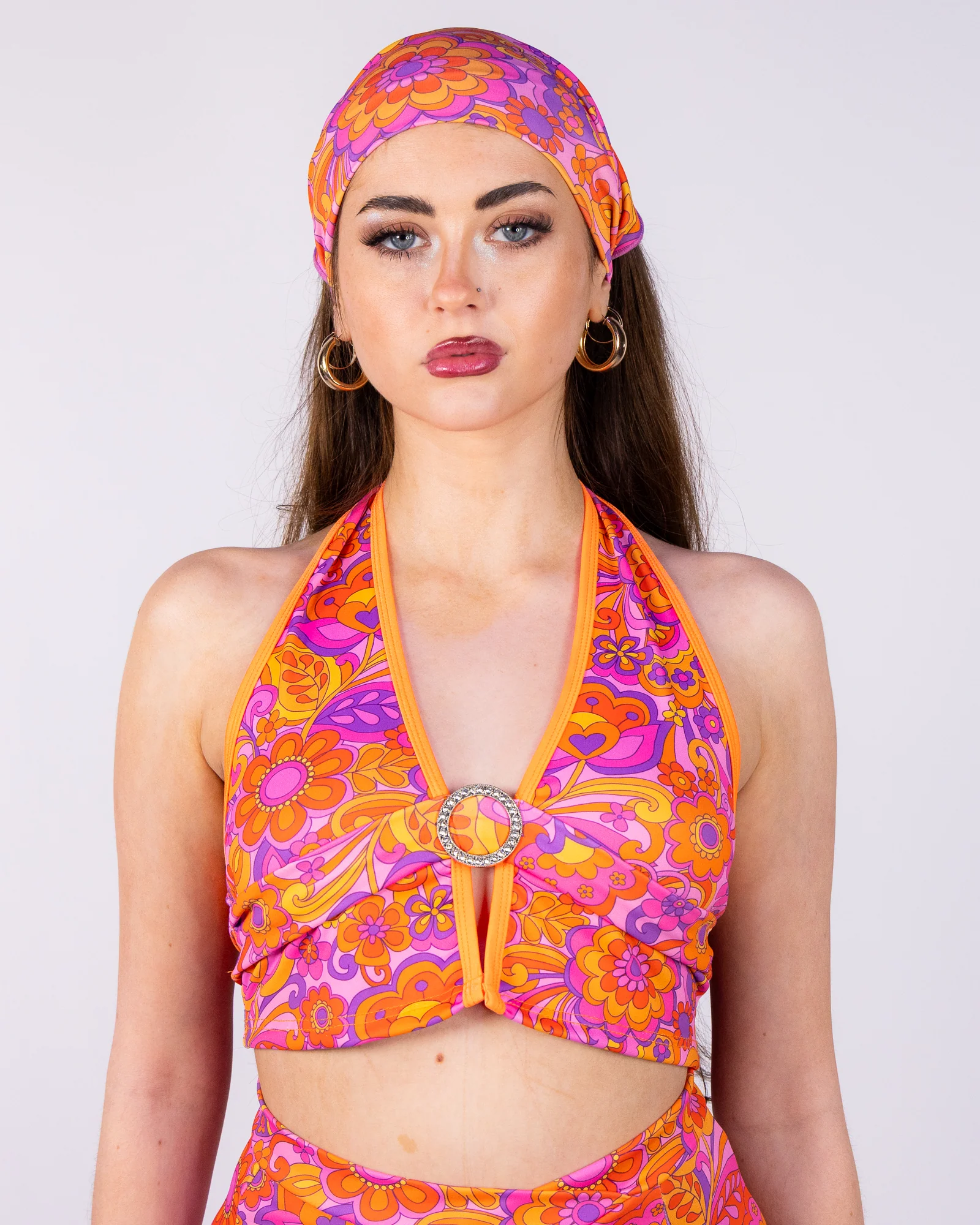 Orange Paisley Daze Buckle Halter Top - Image 3