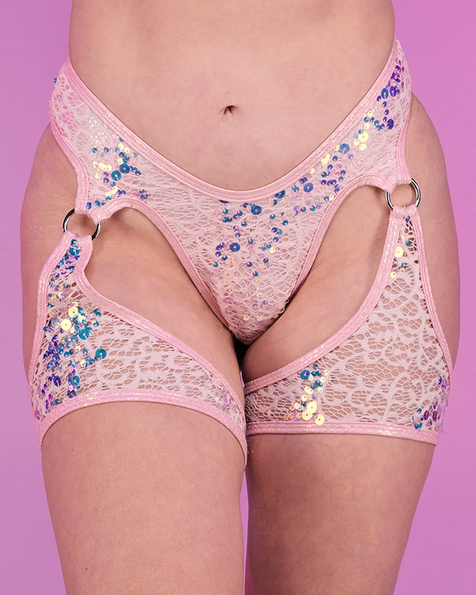 Pink Blush Sequin Net Chaps - Image 3