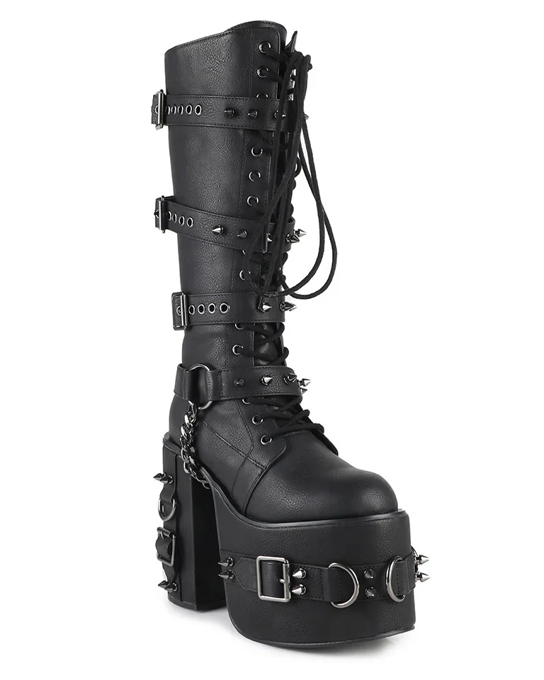 Princess Darkness Women's Black Knee High Platform Boots - Image 5