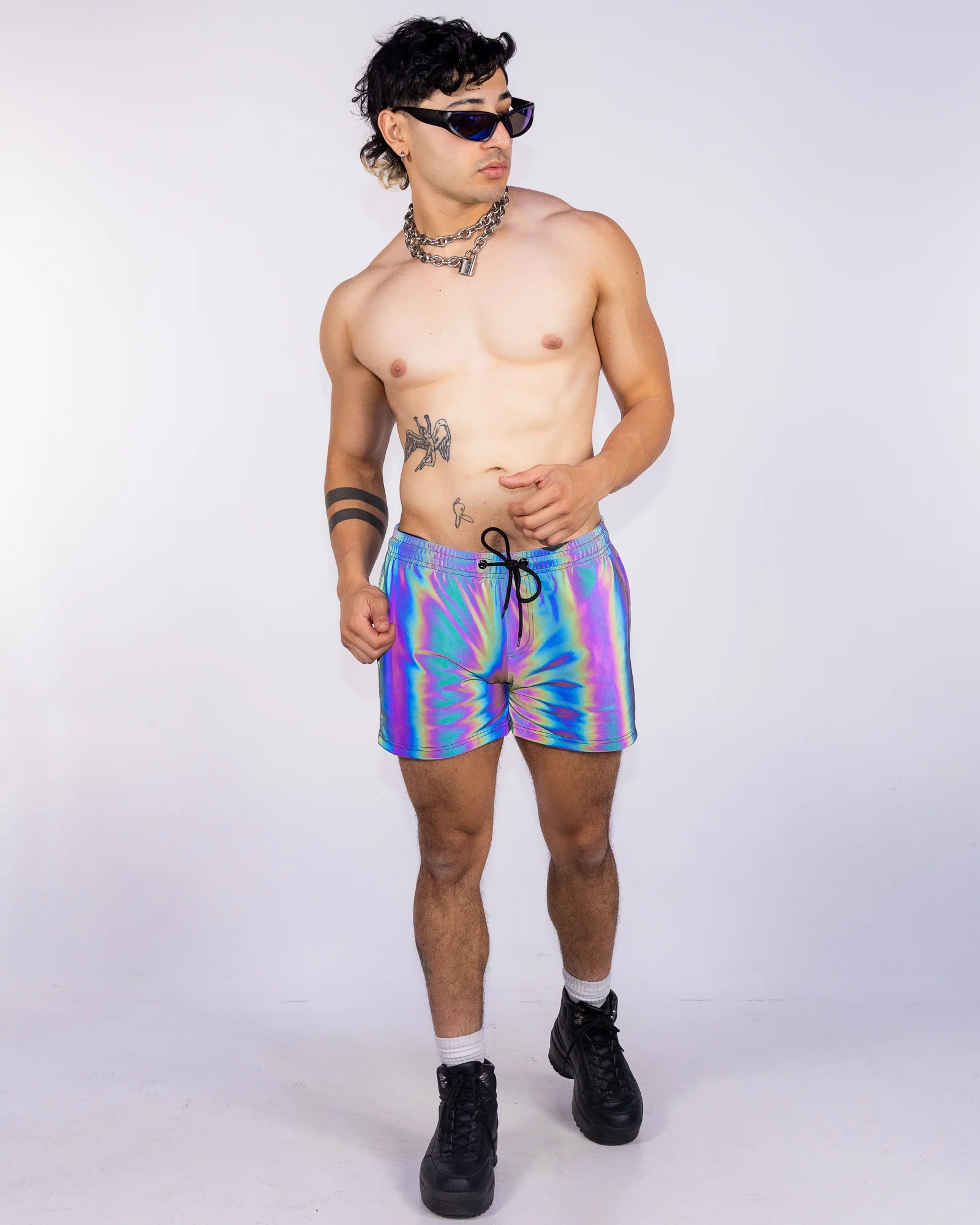 Rainbow Flash Reflective Drawstring Shorts - Image 6