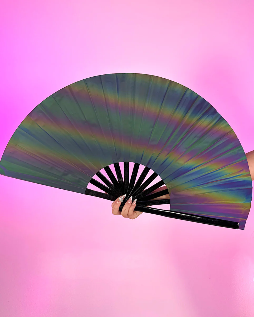 Rainbow Flash Reflective Folding Fan - Image 2