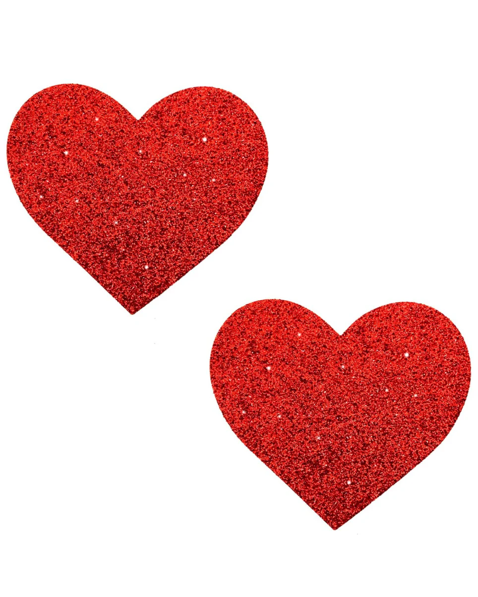 Red Glitter Heart Pasties - Image 2