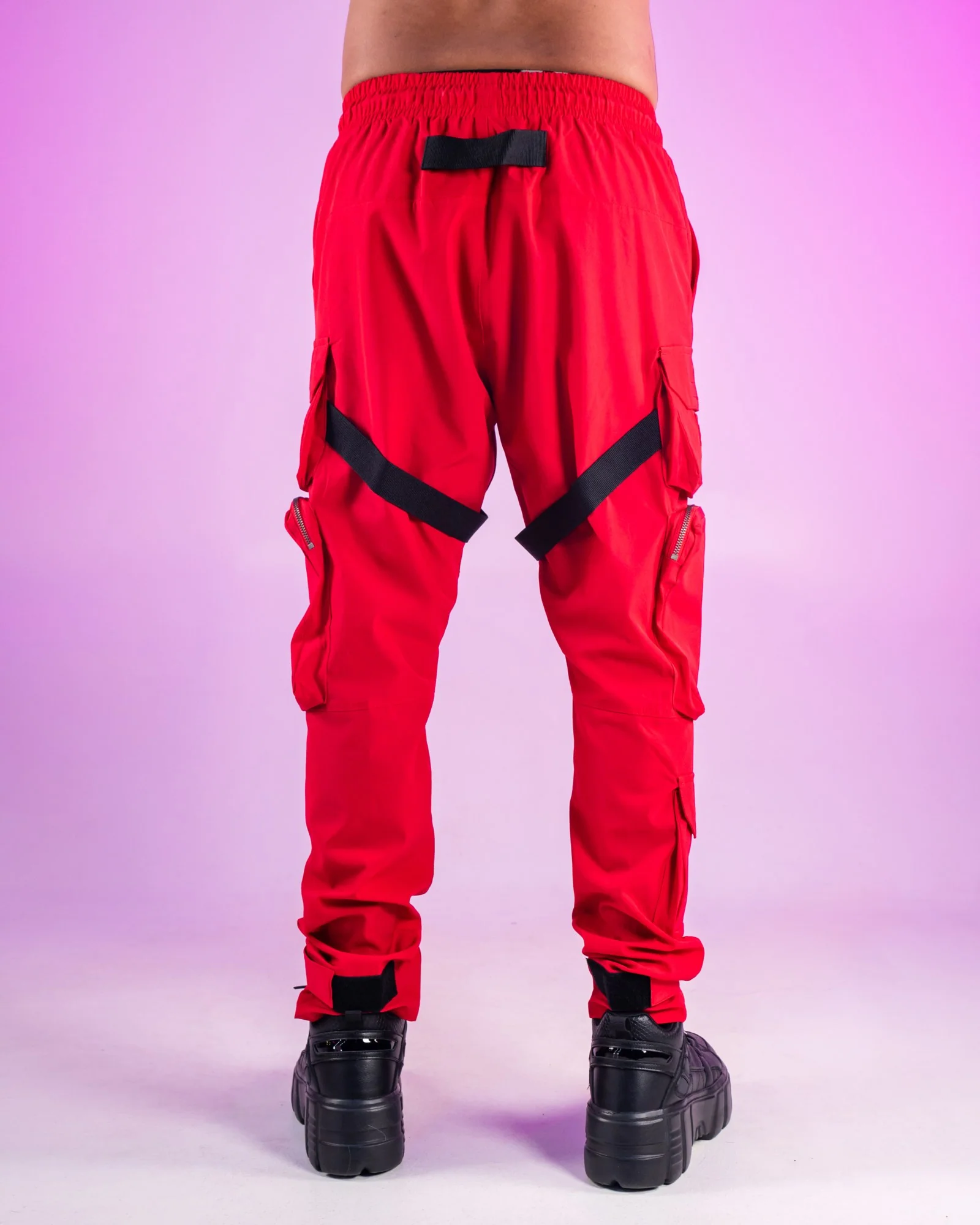 Red Nylon Unisex Utility Pants - Image 2