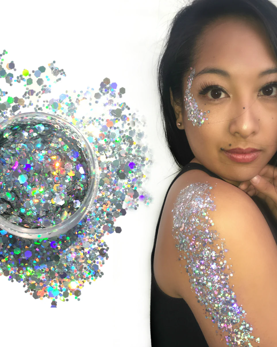 Silver Chunk Body and Face Festival Glitter - Image 4