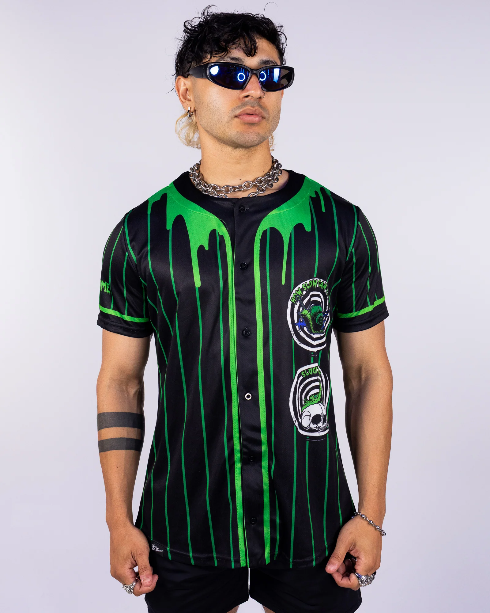 RW x Snails Men's Black/Green Baseball Jersey - Image 2