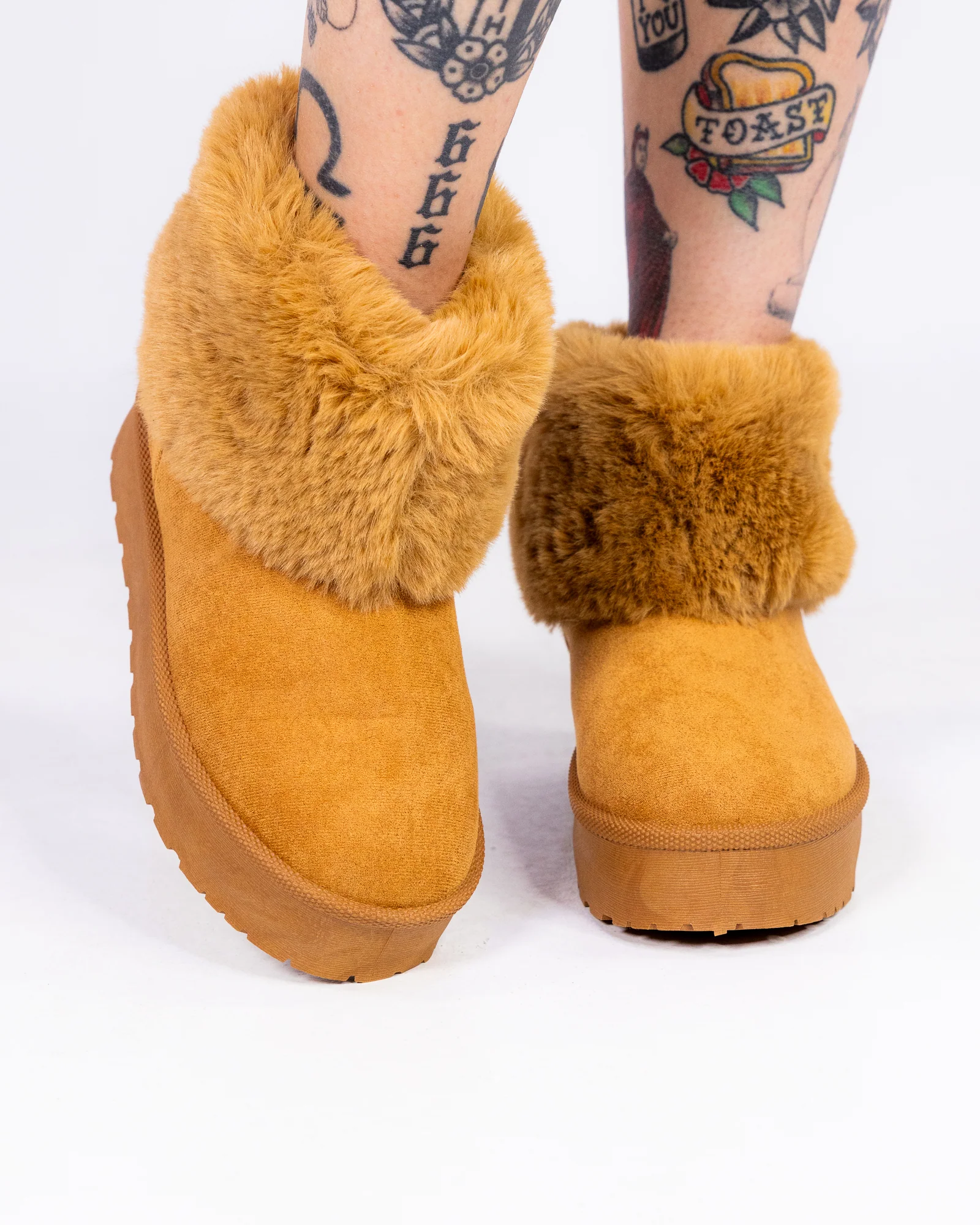So Bae-sic Tan Faux Fur Booties - Image 2