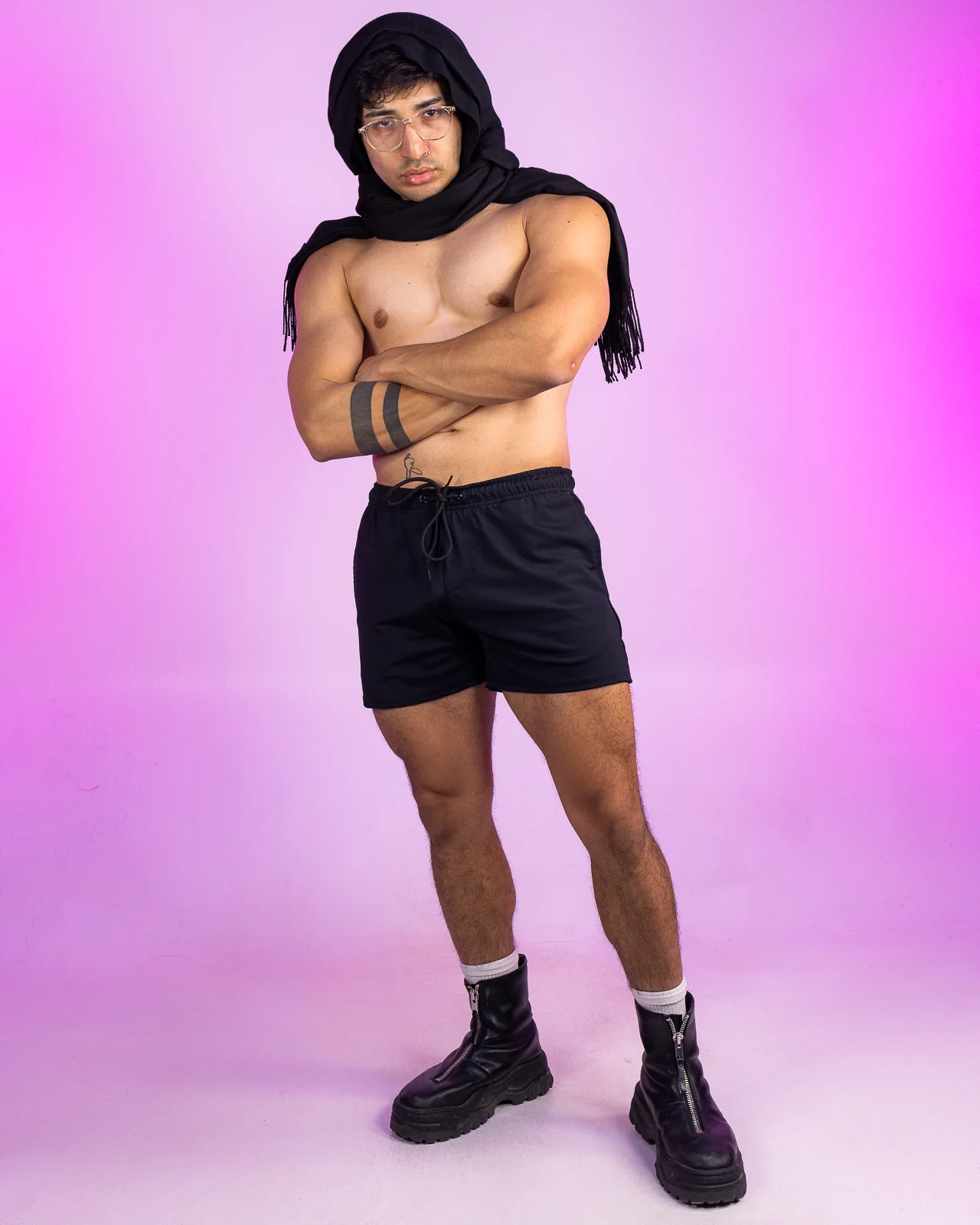 Solid Black Drawstring Shorts - Image 2