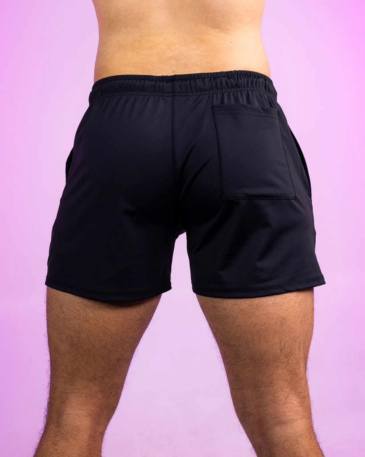 Solid Black Drawstring Shorts - Image 3