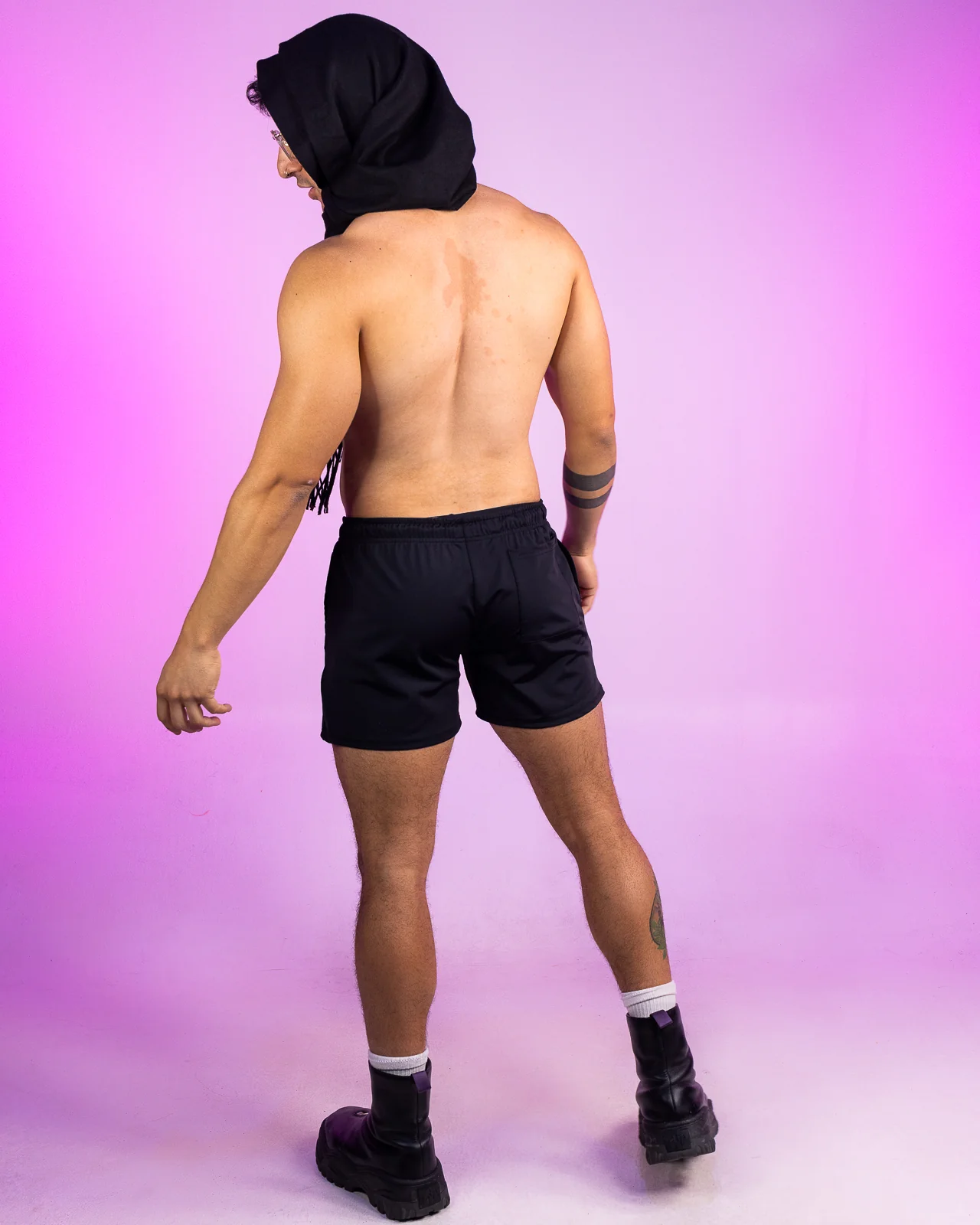 Solid Black Drawstring Shorts - Image 5