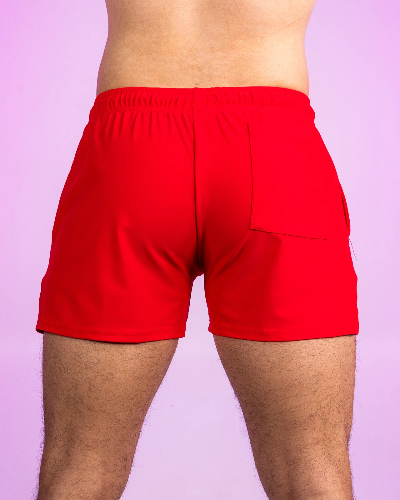 Solid Red Drawstring Shorts - Image 3