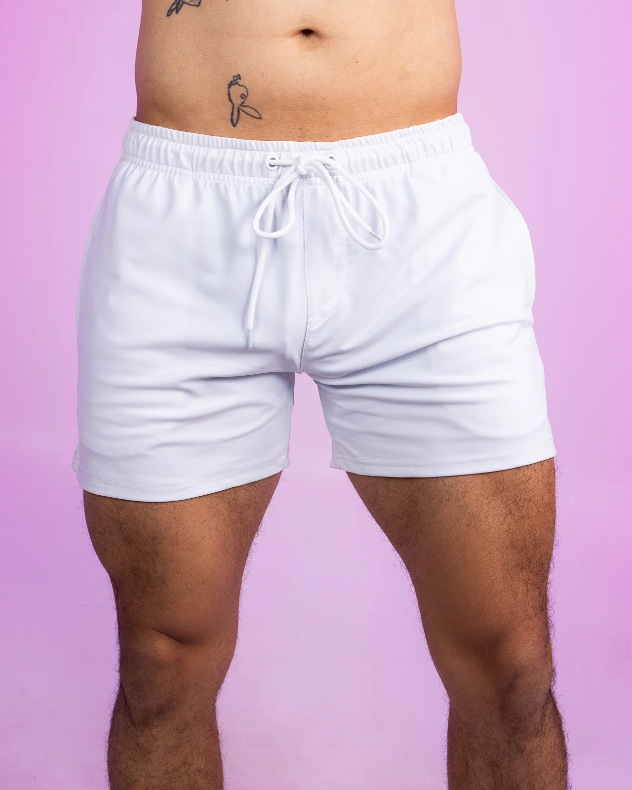 Solid White Drawstring Shorts