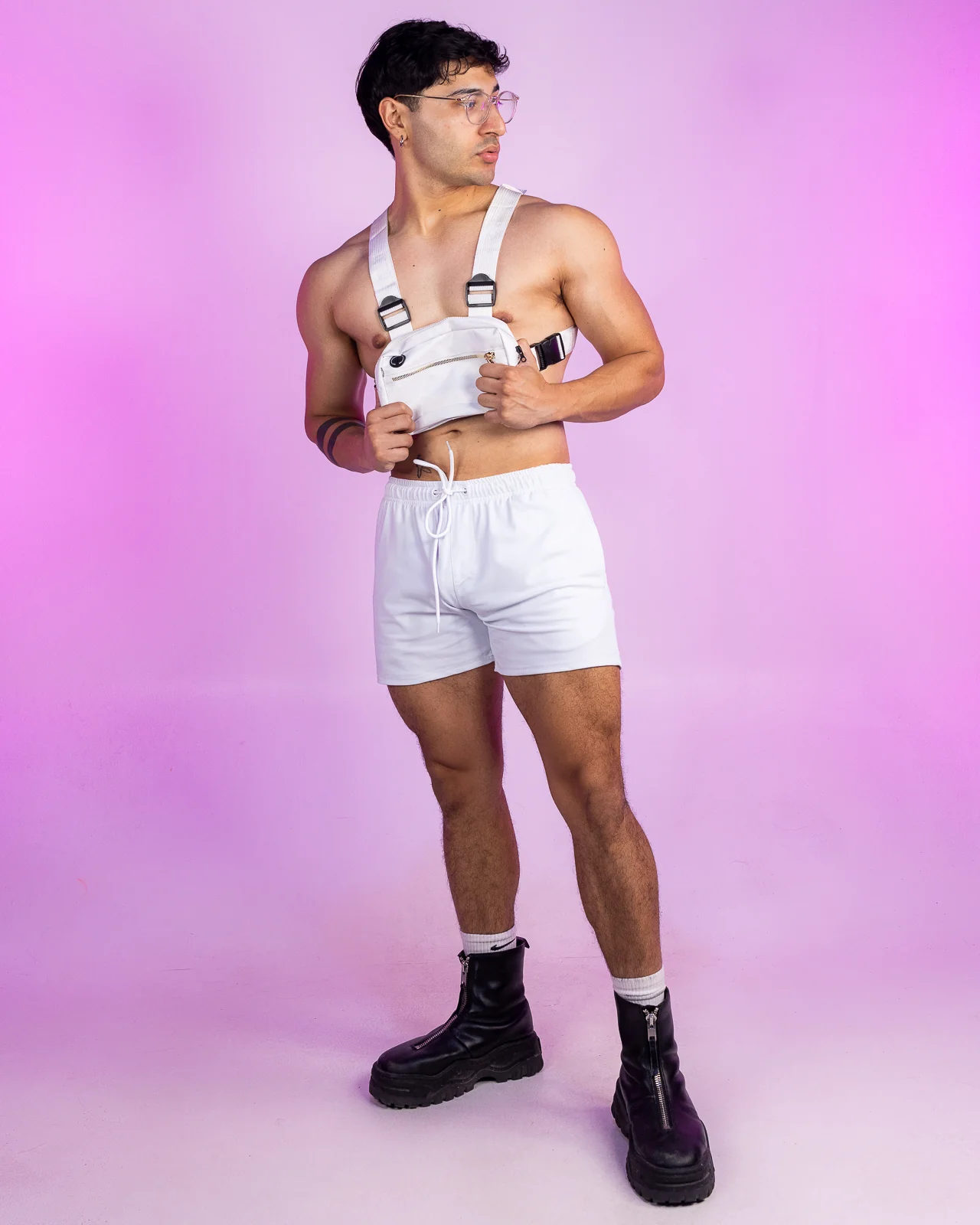 Solid White Drawstring Shorts - Image 2