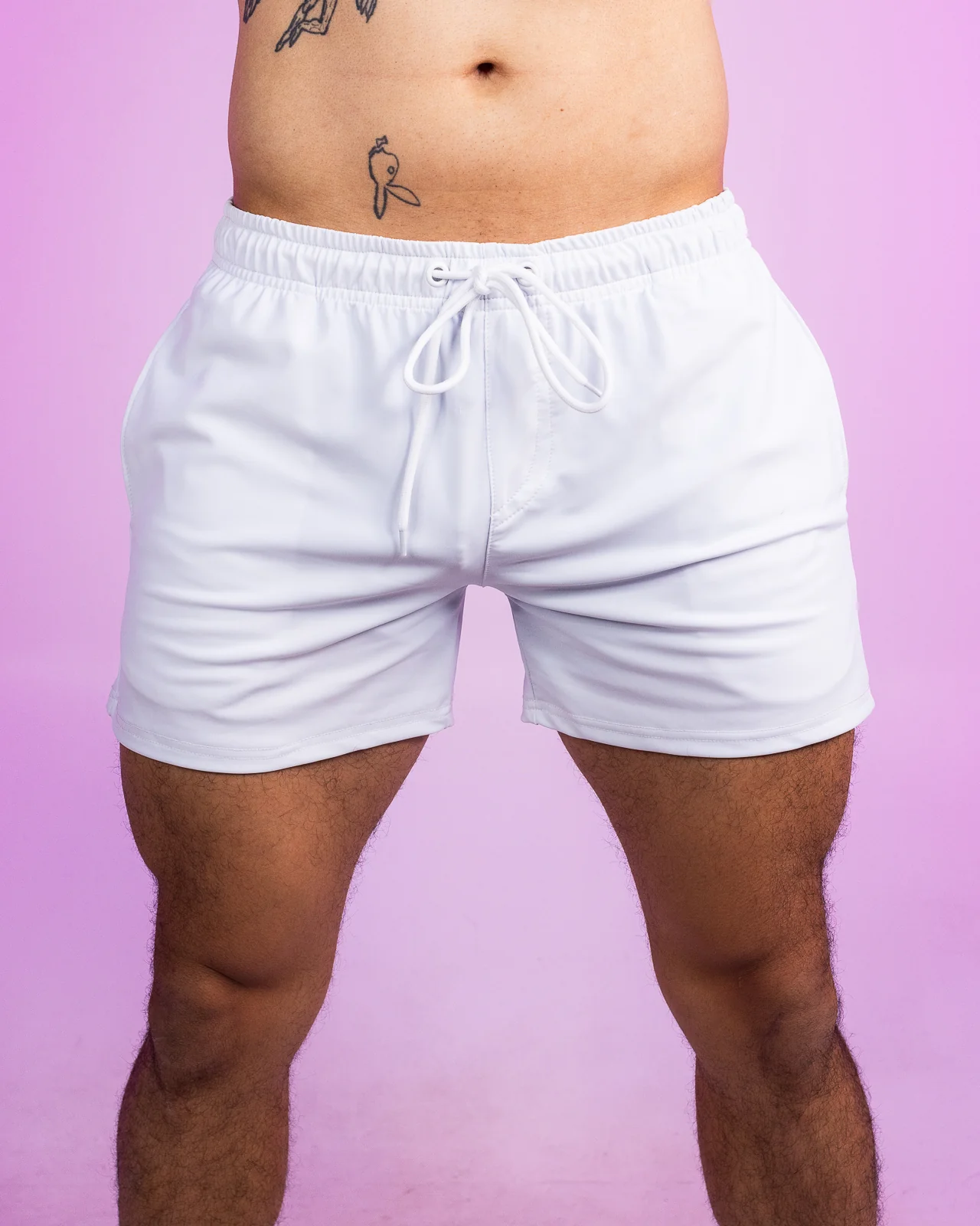 Solid White Drawstring Shorts - Image 3