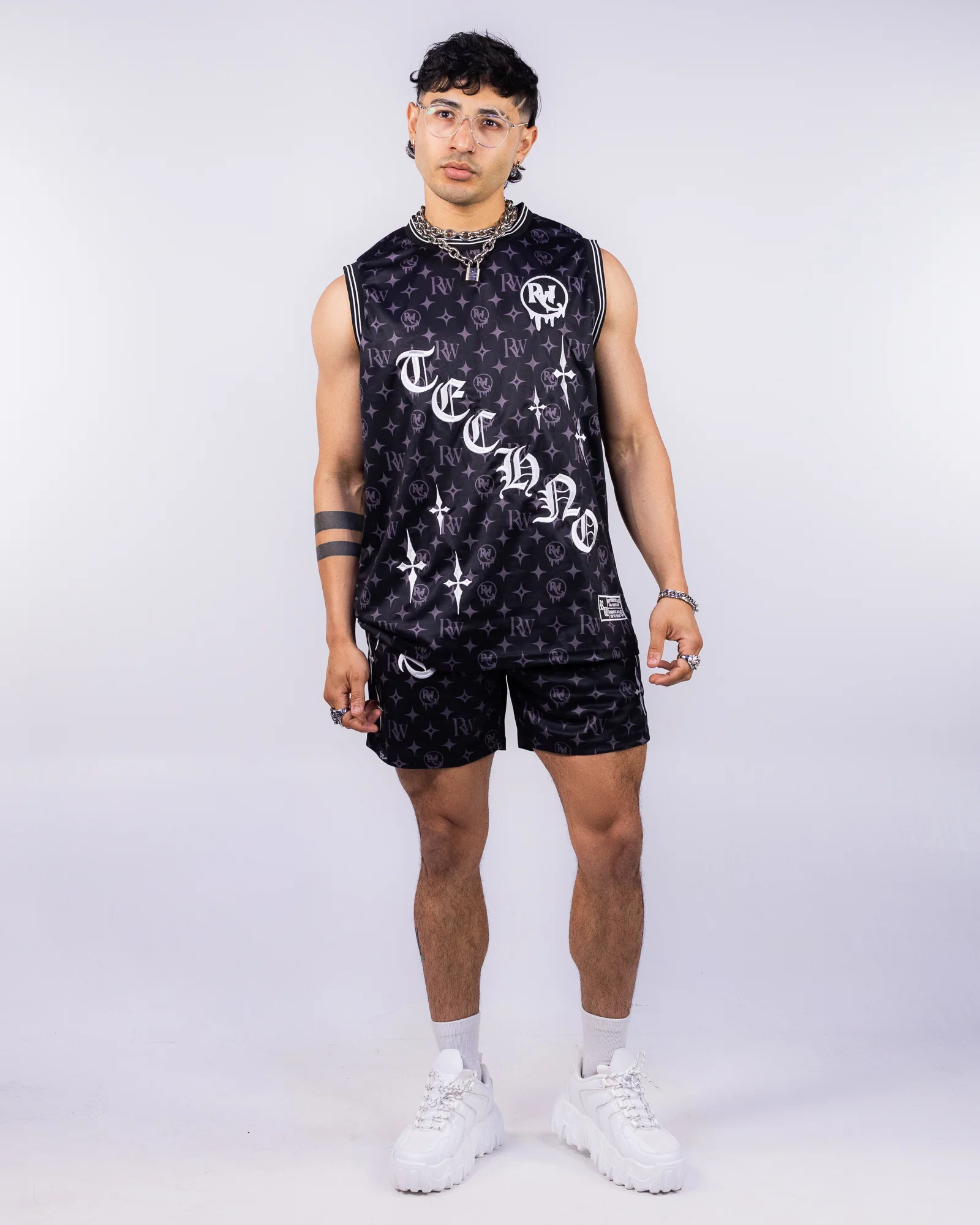 Techno Forever Men's Black Basketball Shorts - Image 2