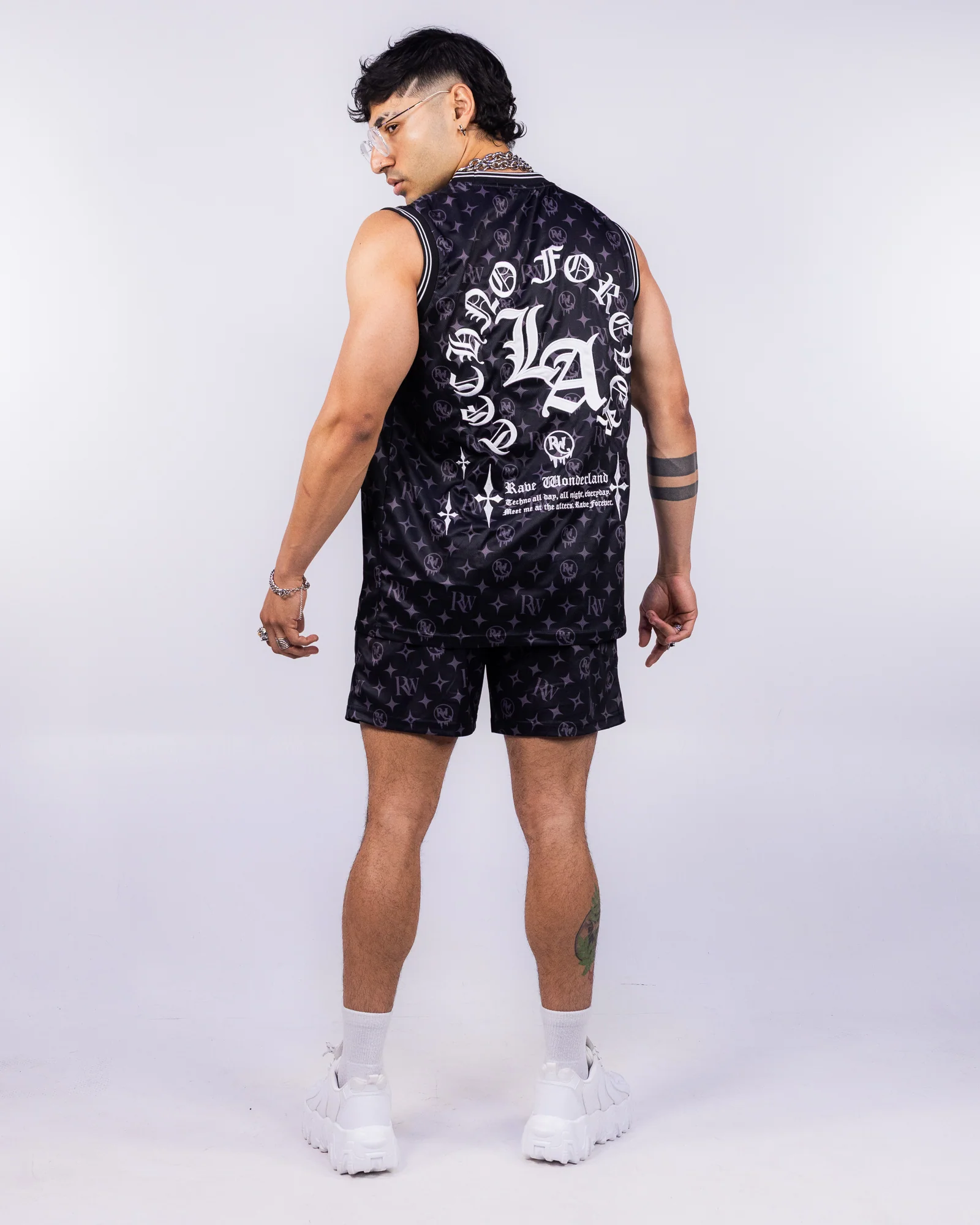 Techno Forever Men's Black Basketball Shorts - Image 6