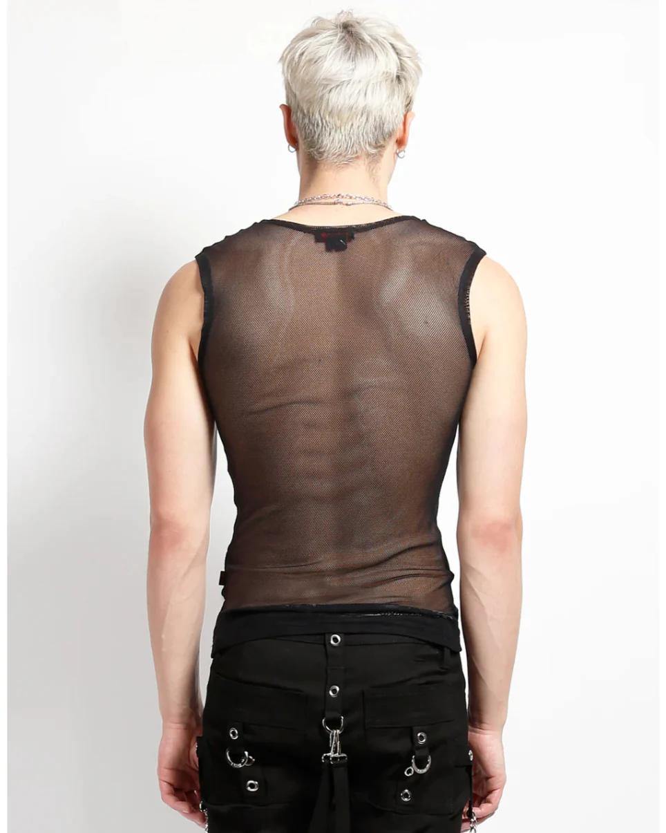 Tripp NYC Unisex Black Fishnet Muscle Tank - Image 10
