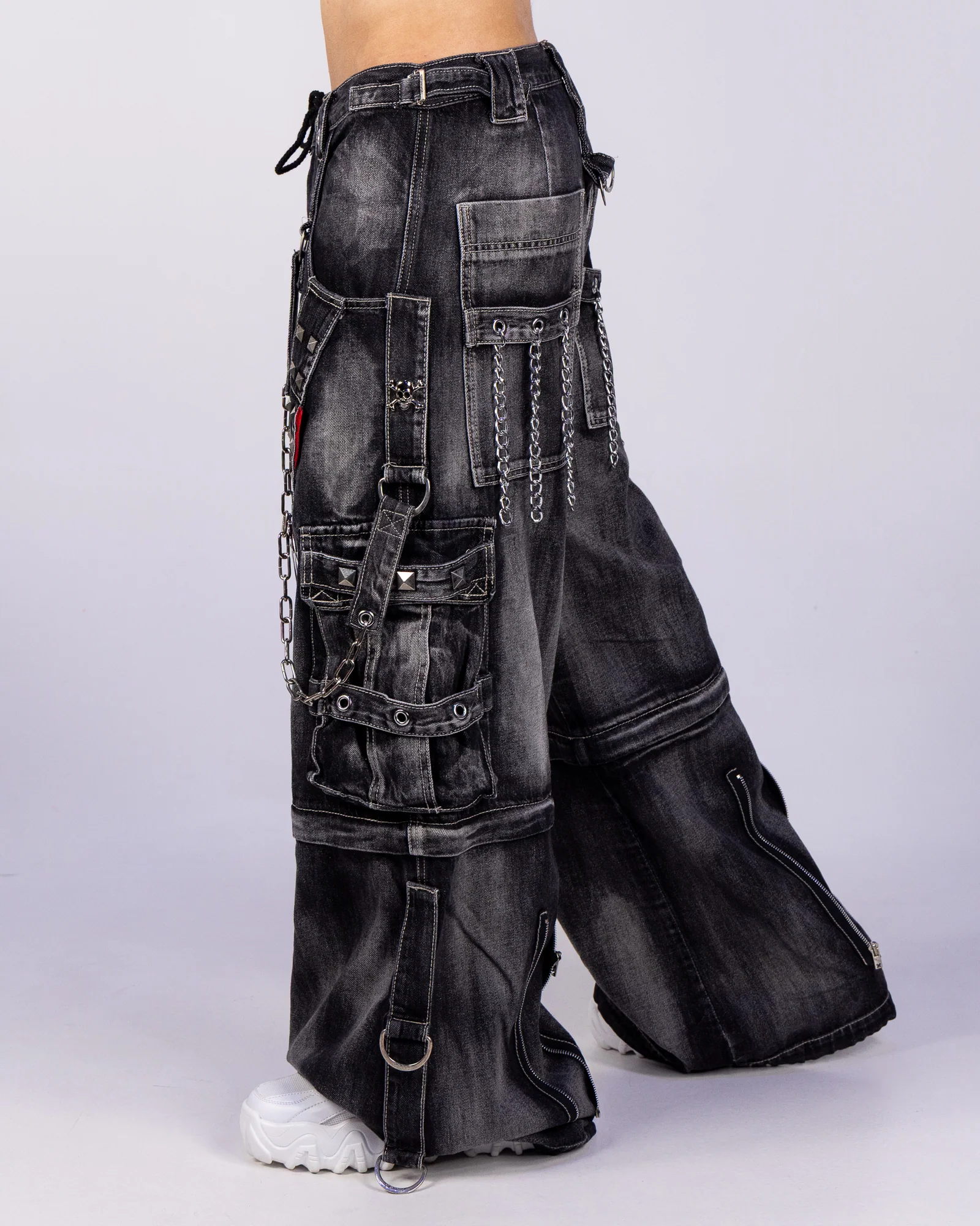 Tripp NYC Zip-Off Lock Up Storm Wash Gray Denim Unisex Pant - Image 5