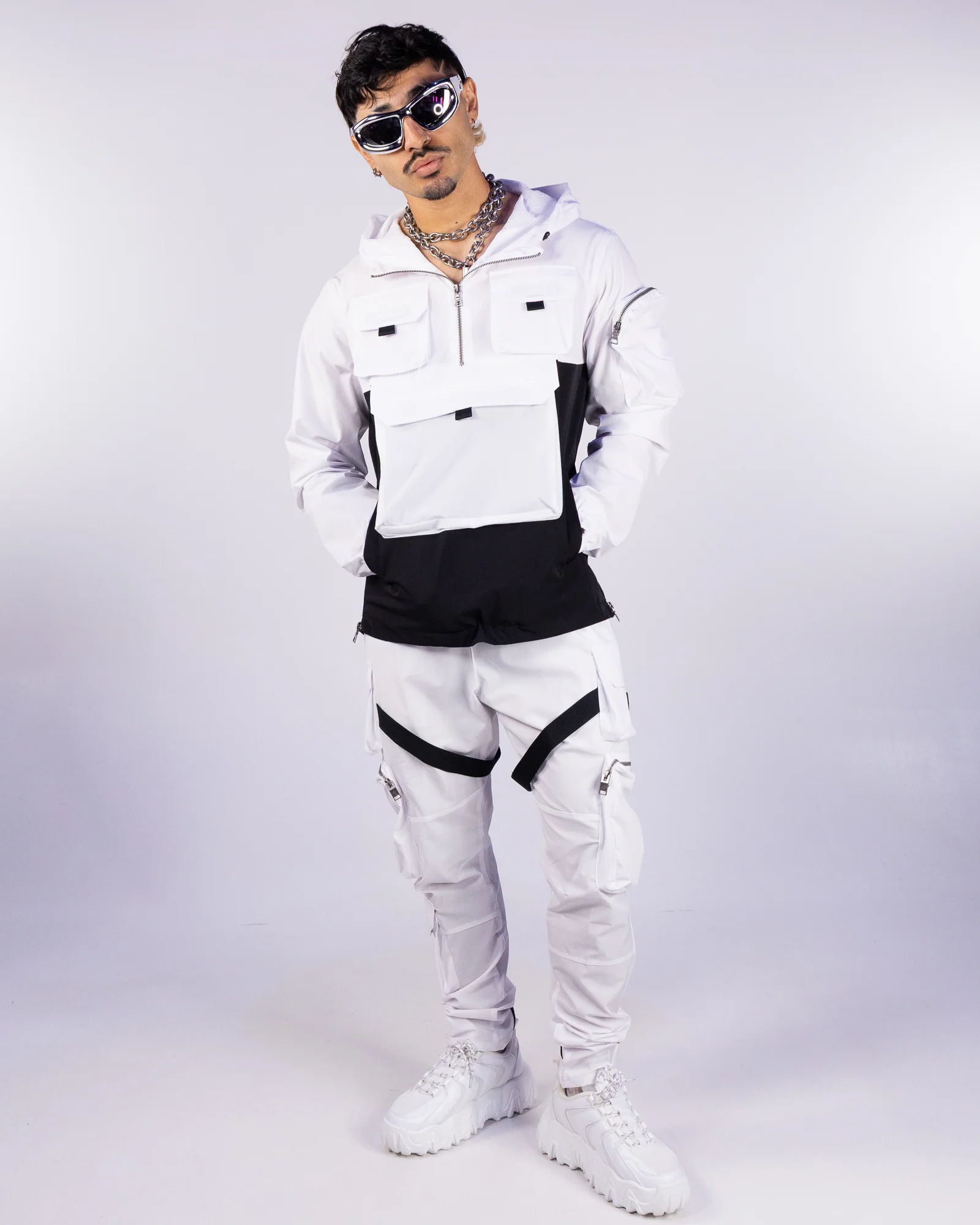 White Pullover Men's Windbreaker - Image 2