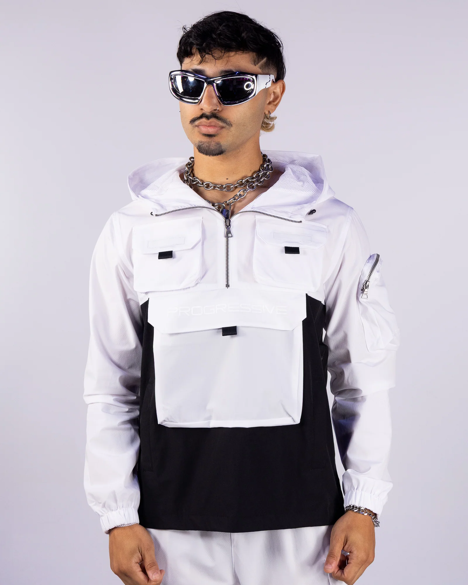 White Pullover Men's Windbreaker - Image 3