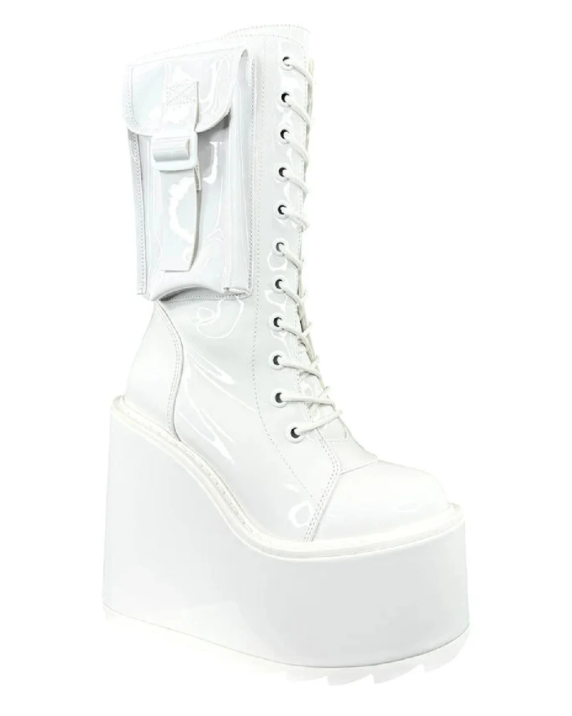 YRU Dune Desert Patent White Boots - Image 4